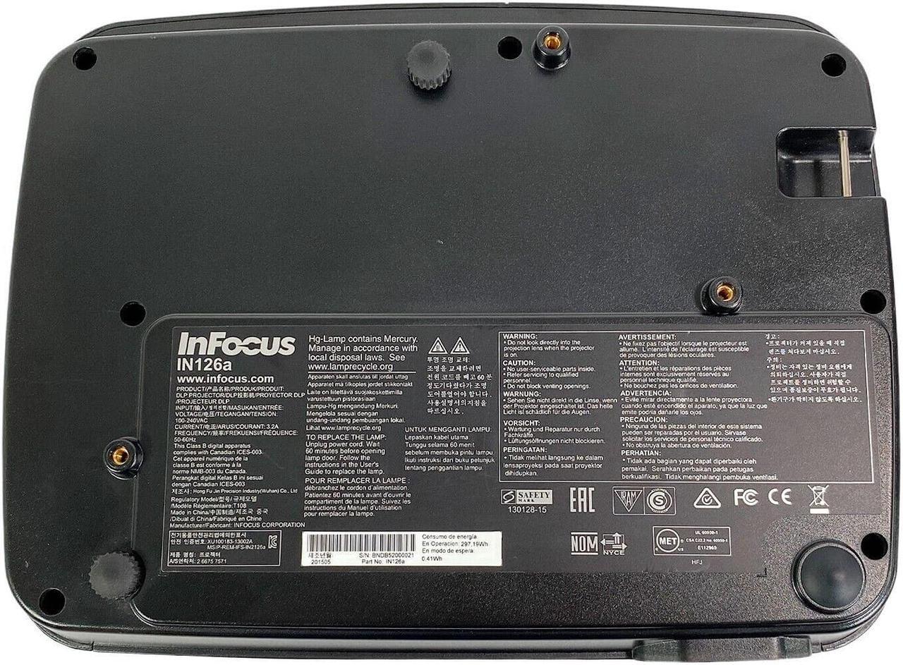Alt view image 6 of 7 - InFocus IN126a DLP Projector 3500 ANSI HD 1080p WXGA 3D-Ready HDMI Portable