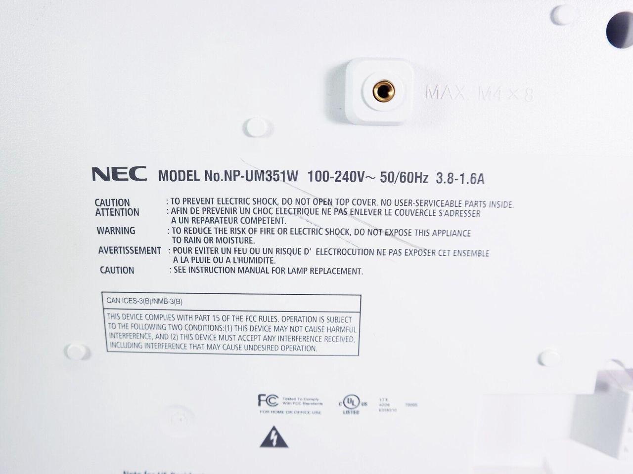 Alt view image 7 of 7 - NEC UM351W 3LCD Widescreen Projector 3500 Lumens WXGA Ultra Short Throw HD 1080p HDMI LAN Speakers with Accessories Bundle (Power Cable, HDMI Cable, Remote)