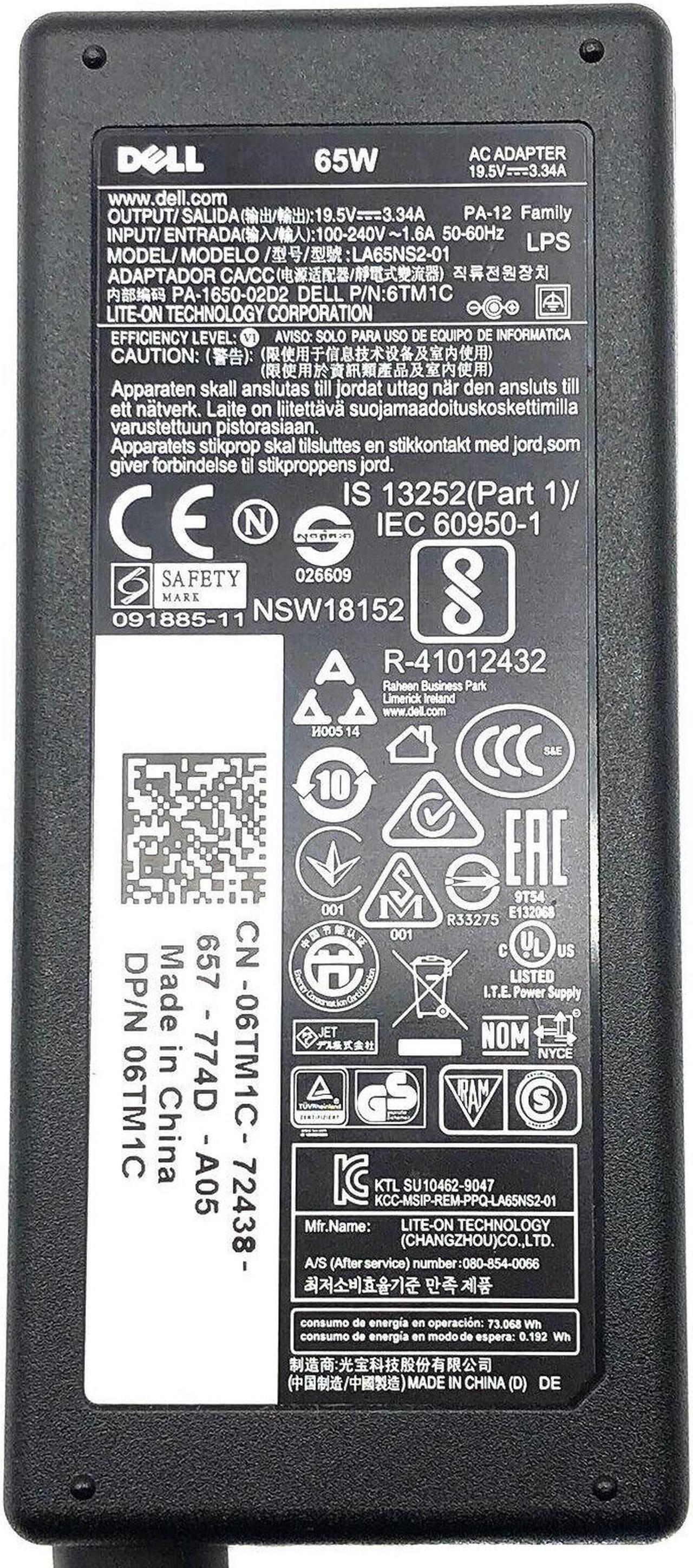 Alt view image 5 of 5 - NEW Genuine Dell 65W 06TM1C MGJN9 0RGFH0 AA65NM121 AC Adapter HA65NS5-00 Laptop Charger 19.5V w/PC OEM