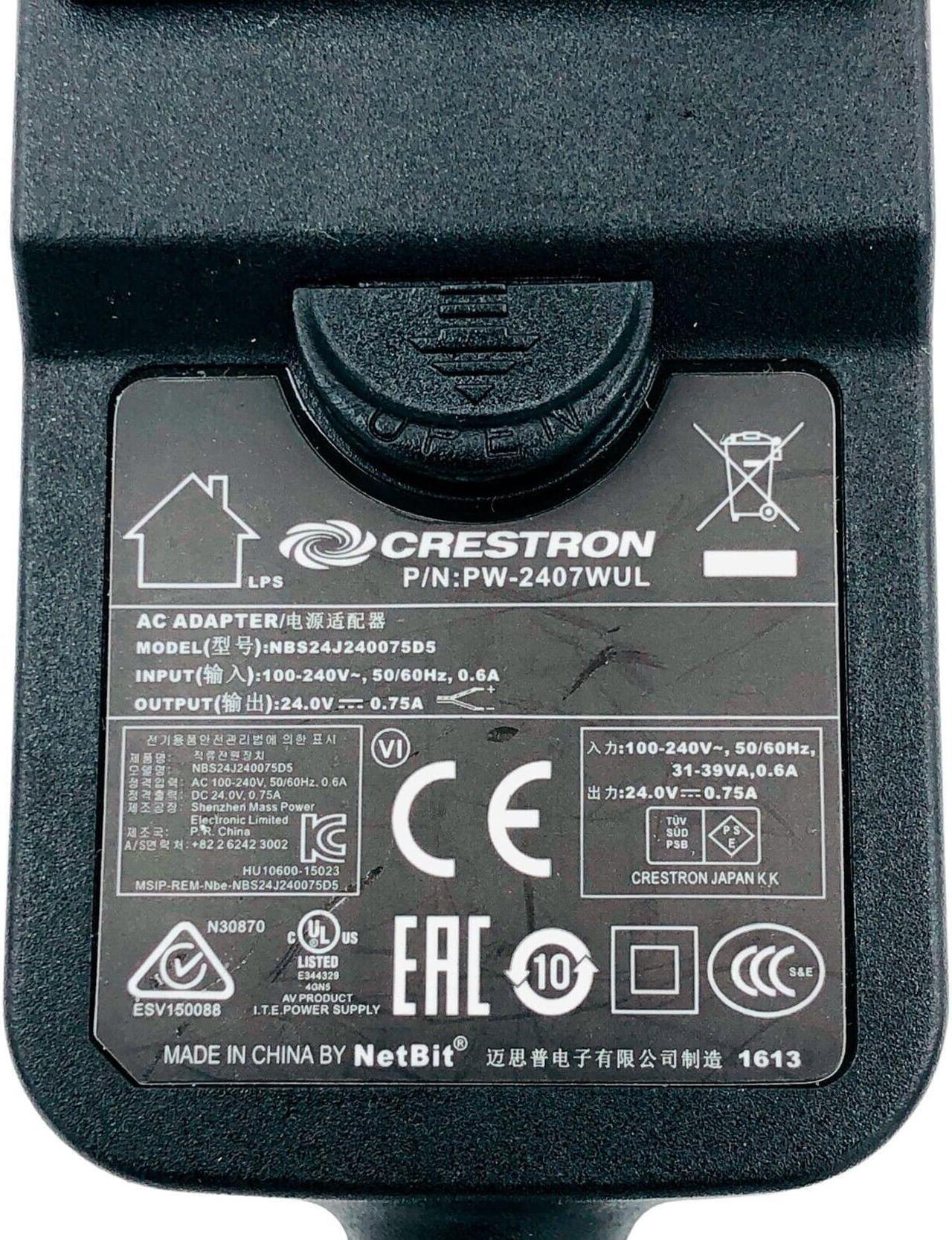 Alt view image 5 of 5 - Genuine Crestron NBS24J240075D5 Power Supply PW-2407WUL 2 pin 24V 0.75A OEM