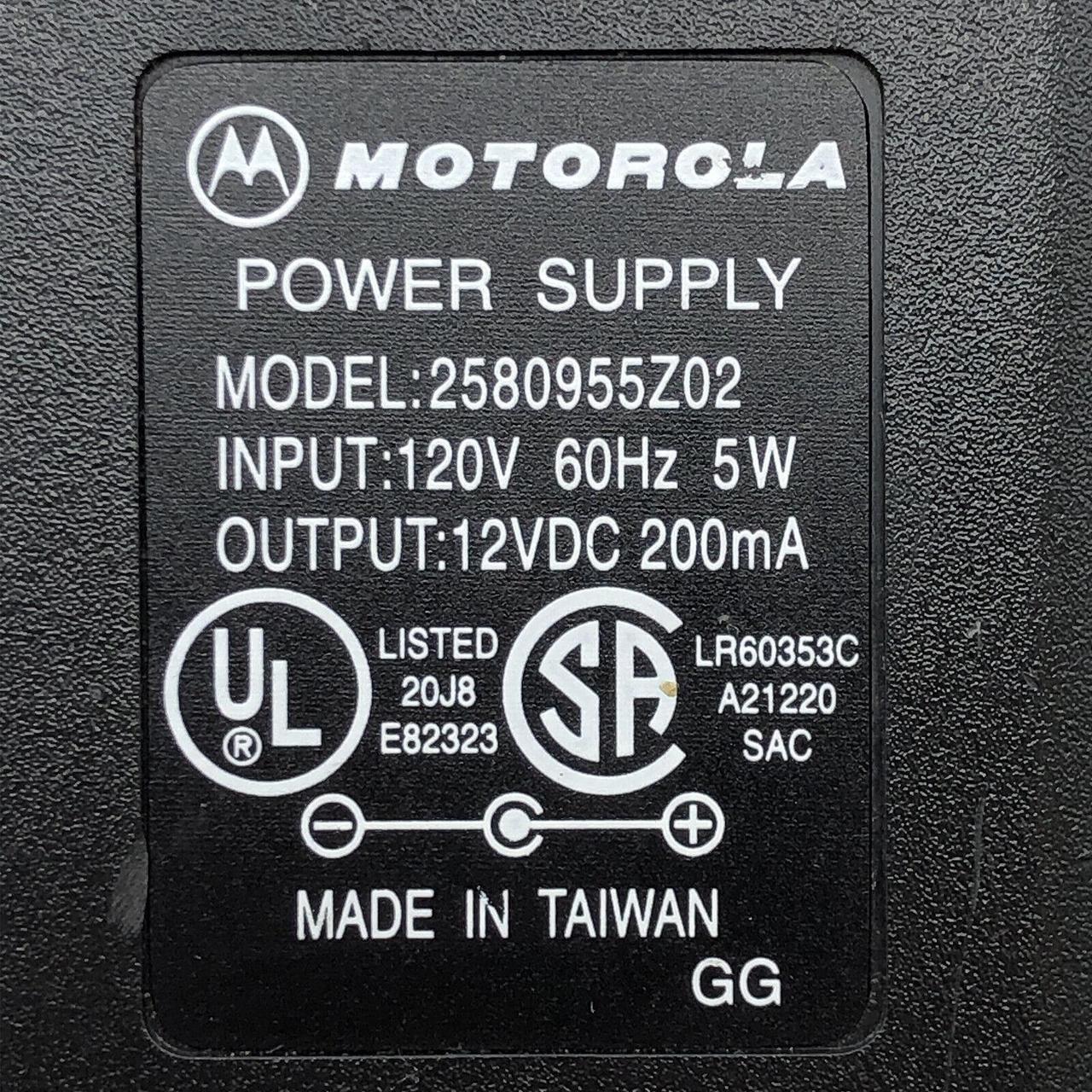 Alt view image 2 of 6 - Genuine Motorola 2580955Z02 AC/DC Wall Power Supply Adapter 12V 200mA