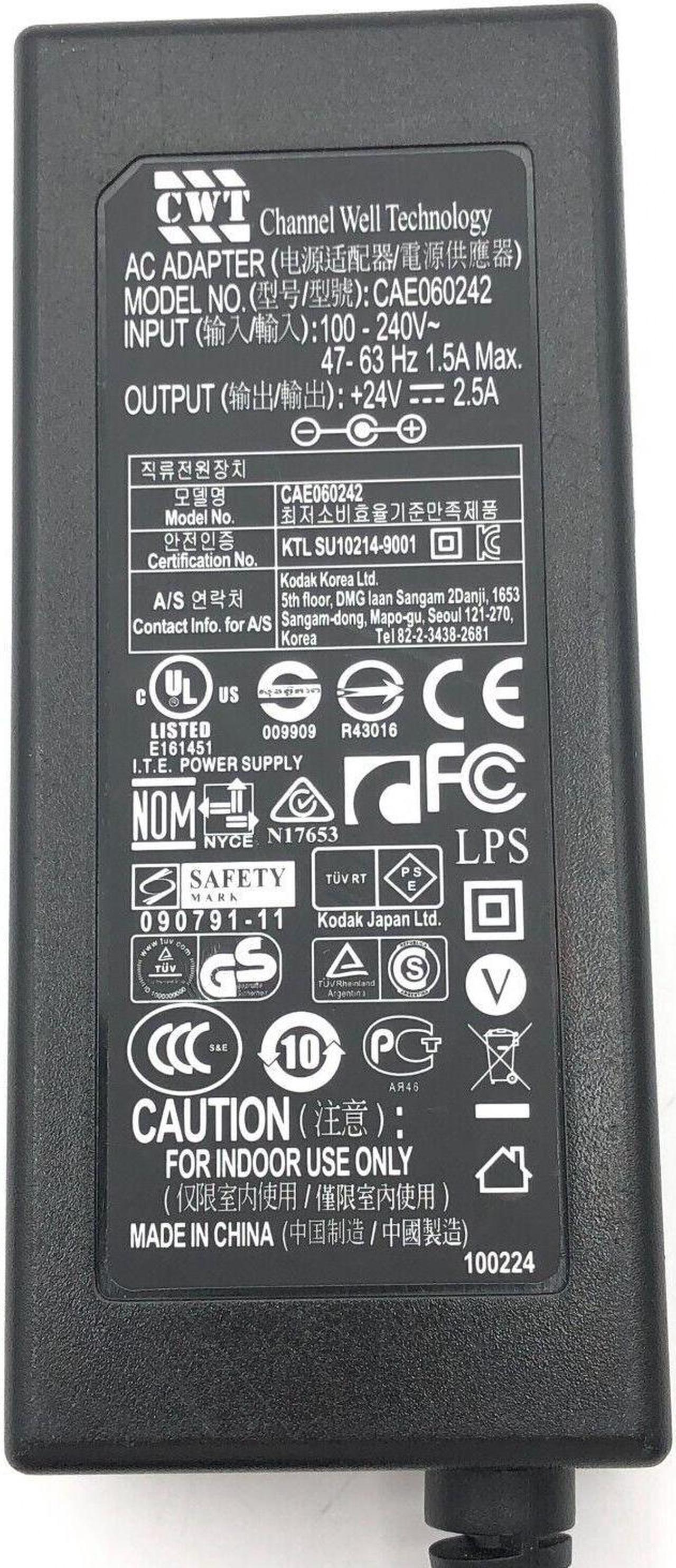 Alt view image 2 of 5 - Original CWT CAE060242 Power Supply Adapter 24V 2.5A 60W Charger 5.5x2.5mm w/PC