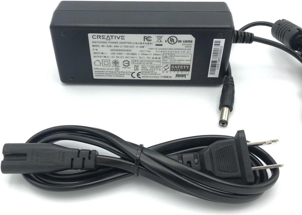 Alt view image 7 of 7 - Genuine 5.5x2.1mm Creative AC Adapter XKD-Z1700IC27.0-48W 27V 1.7A w/Cord
