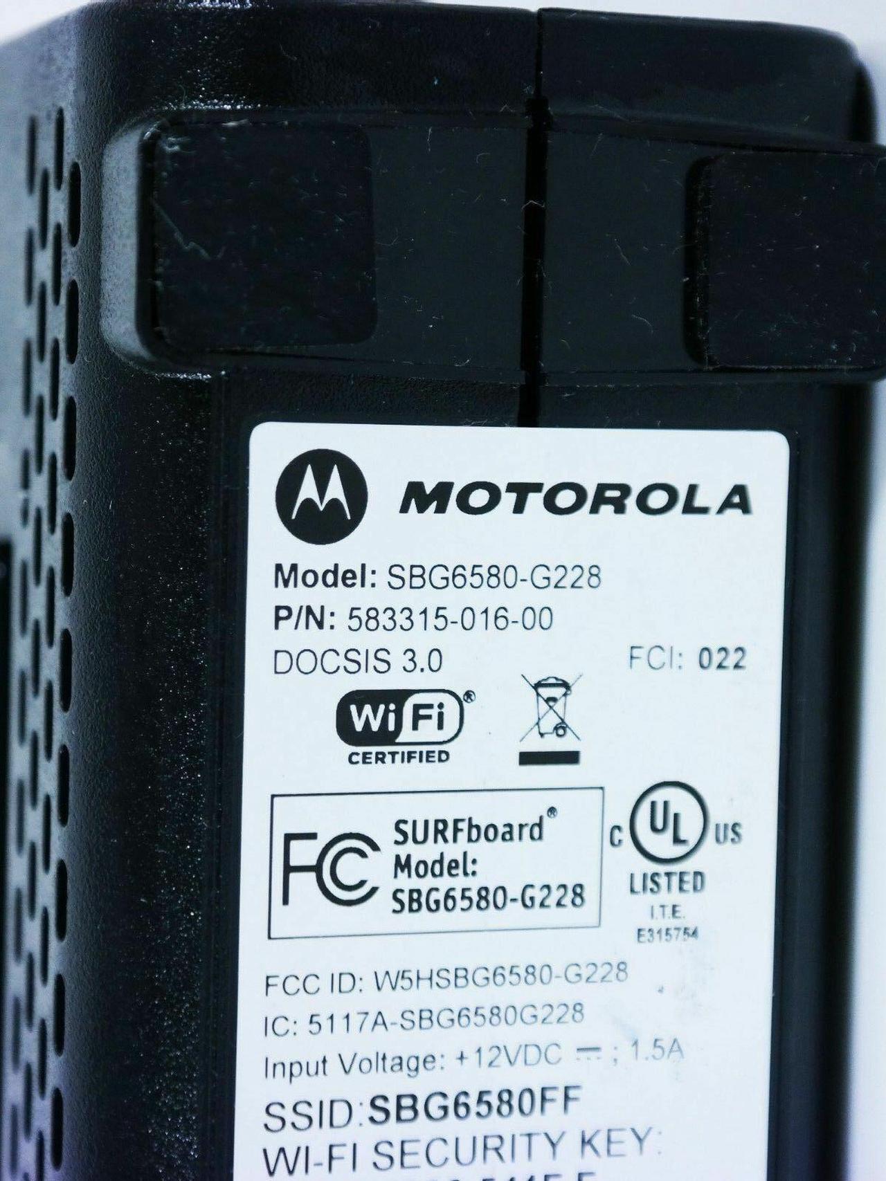 Alt view image 2 of 7 - Motorola ARRIS SURFboard SBG6580 DOCSIS 3.0 Cable Modem Wi-Fi Router No P/S