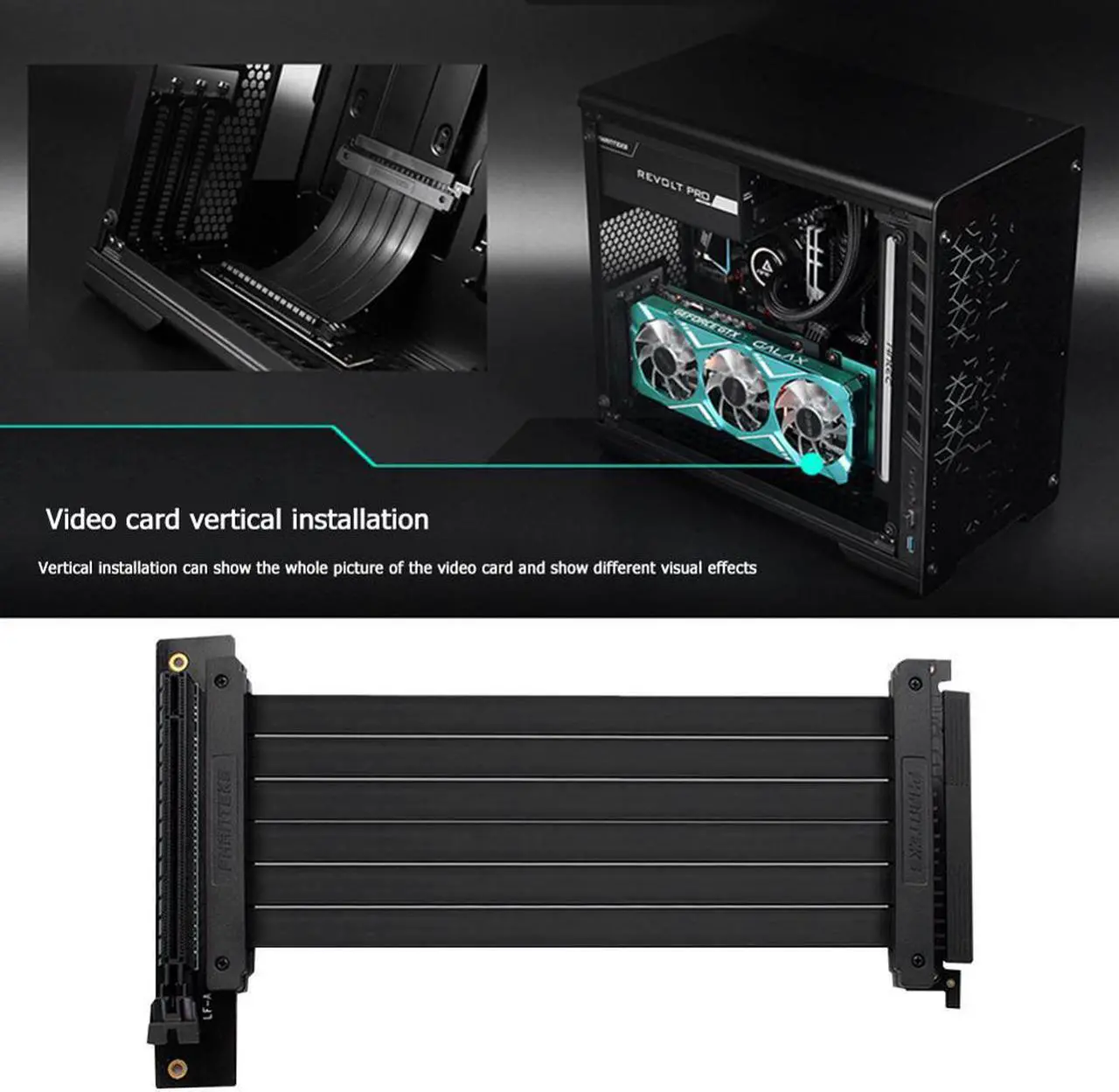 Alt view image 2 of 6 - PHANTEKS FL22 220mm PCI-E x16 Extender Riser Cable Graphics Card PC Vertical Install Chasis PCI Express Extender for Desktop