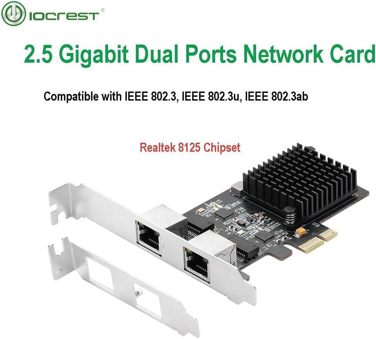 2.5GBase-T Gigabit Network Adapter with 2 Ports 2500Mbps PCIe 2.5gb Ethernet Card RJ45 LAN Controller Card