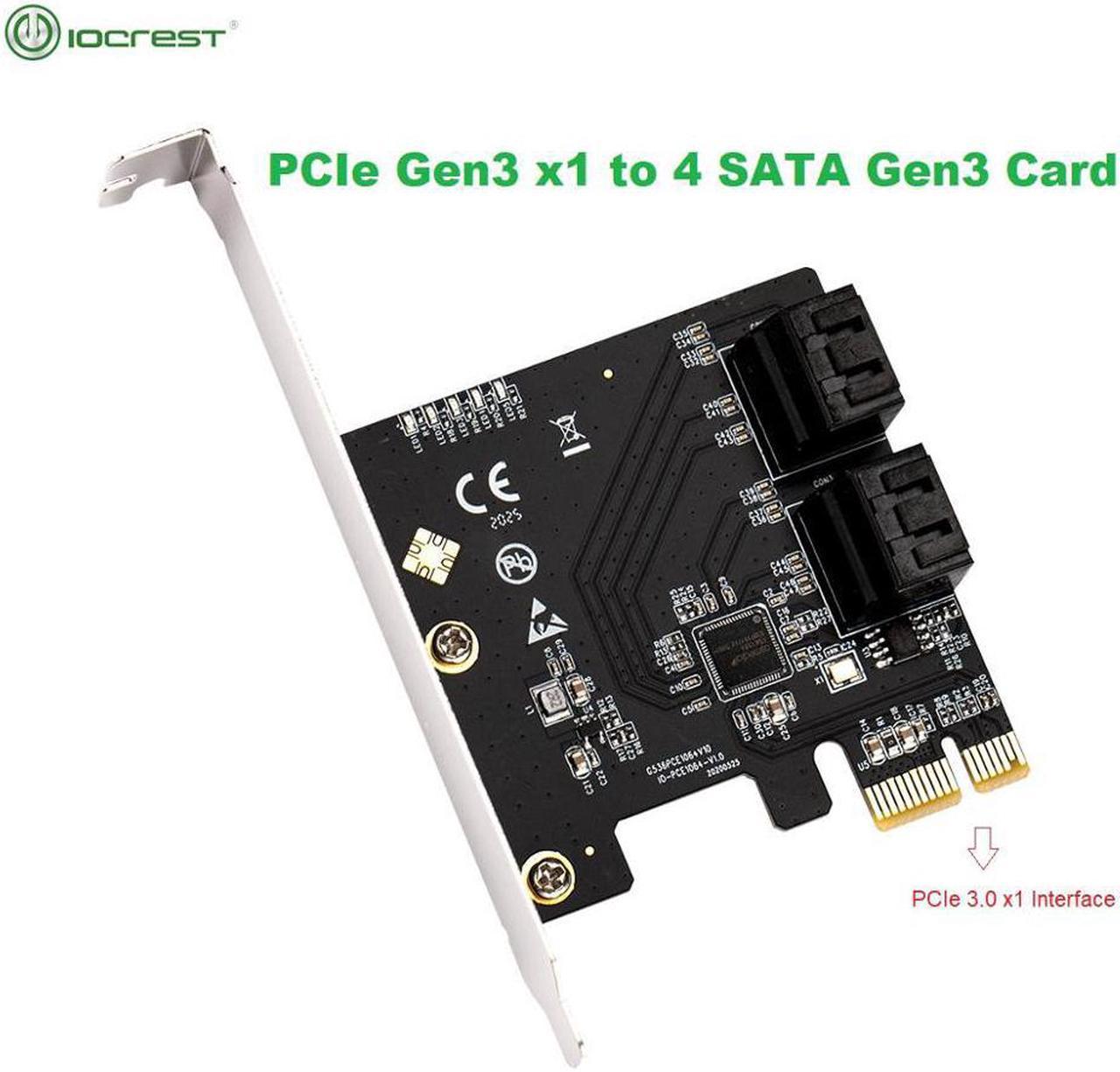 PCIe 4 Ports 6G SATA III 3.0 Controller Card Non Raid PCIe 3.0 x1 Expansion Card Low Profile Bracket