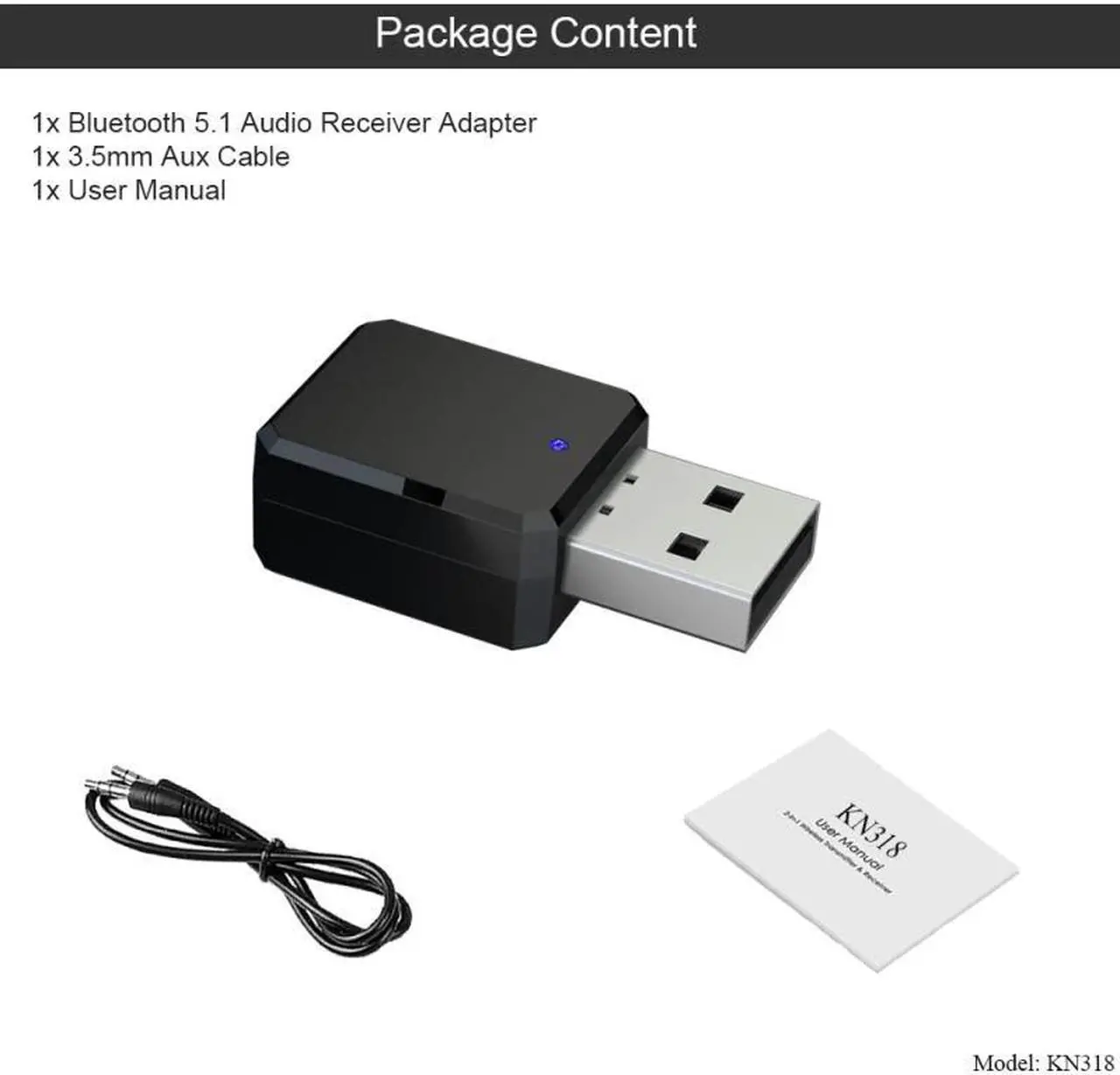 Alt view image 6 of 6 - Bluetooth 5.1 USB Adapter Transmitter Bluetooth Receiver Audio Dongle Bluetooth Wireless USB Adapter For Computer PC Laptop
