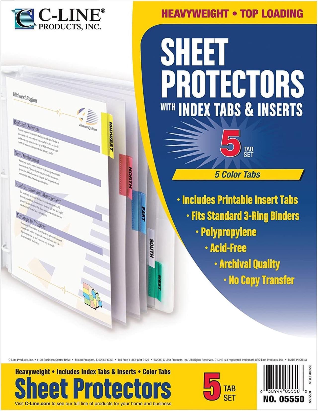 Alt view image 6 of 18 - C-Line Sheet Protectors with Index Tabs Assorted Color Tabs 2" 11 x 8 1/2 5/ST