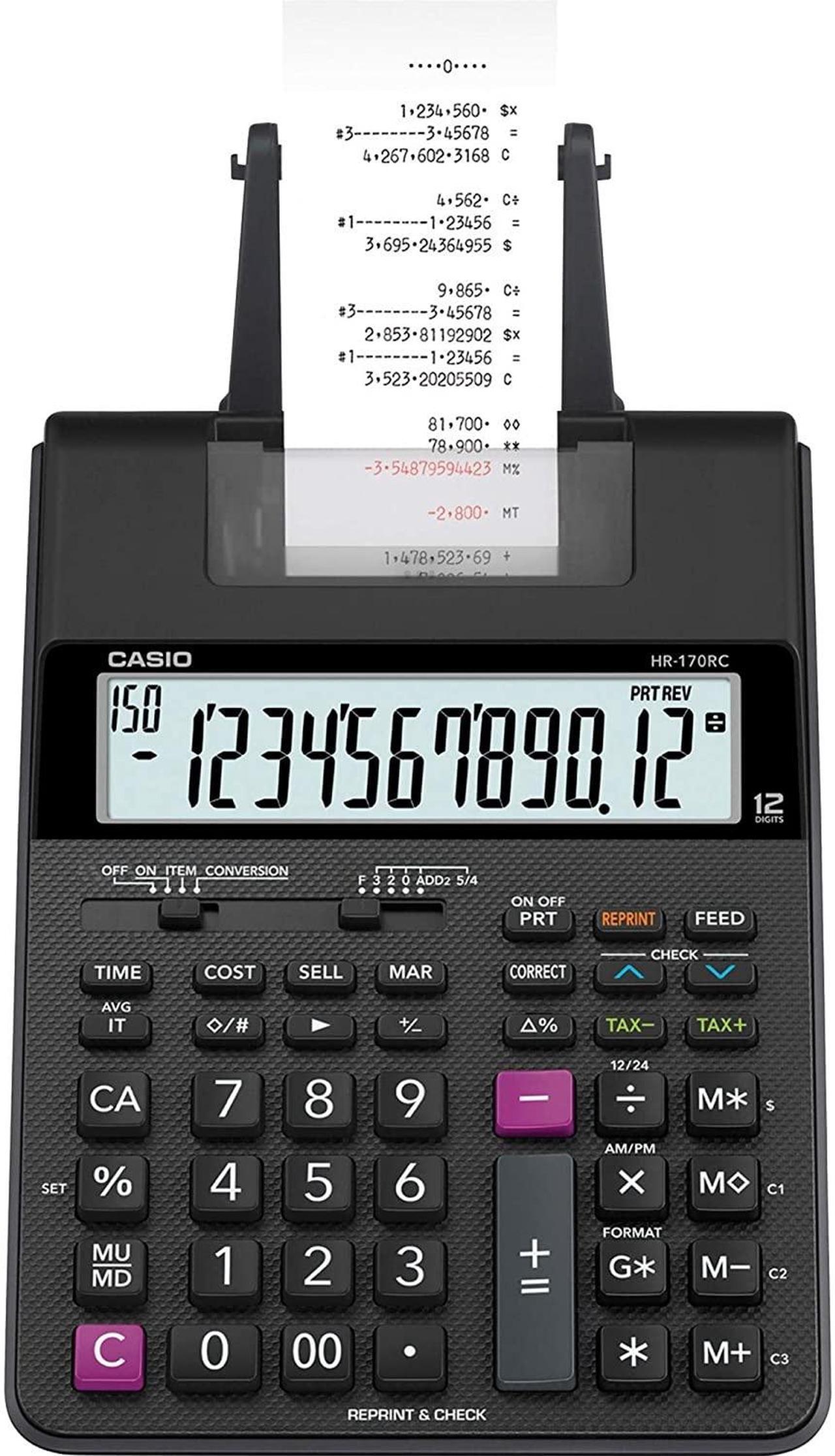 Alt view image 9 of 13 - Casio Printing Calculator 6-1/2"Wx11-5/8"Lx2-9/16"H Black HR170RC
