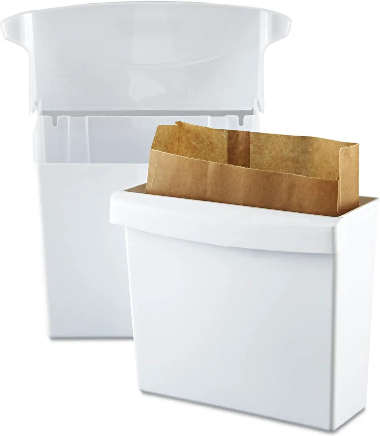 Alt view image 9 of 20 - Sanitary Napkin Receptacle with Rigid Liner Rectangular Plastic White