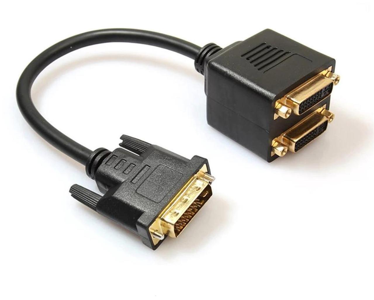 Alt view image 2 of 9 - DVI Splitter Adapter DVI-D Male to Dual 2 DVI-I Female Video Y Splitter Cable Adapter Cable