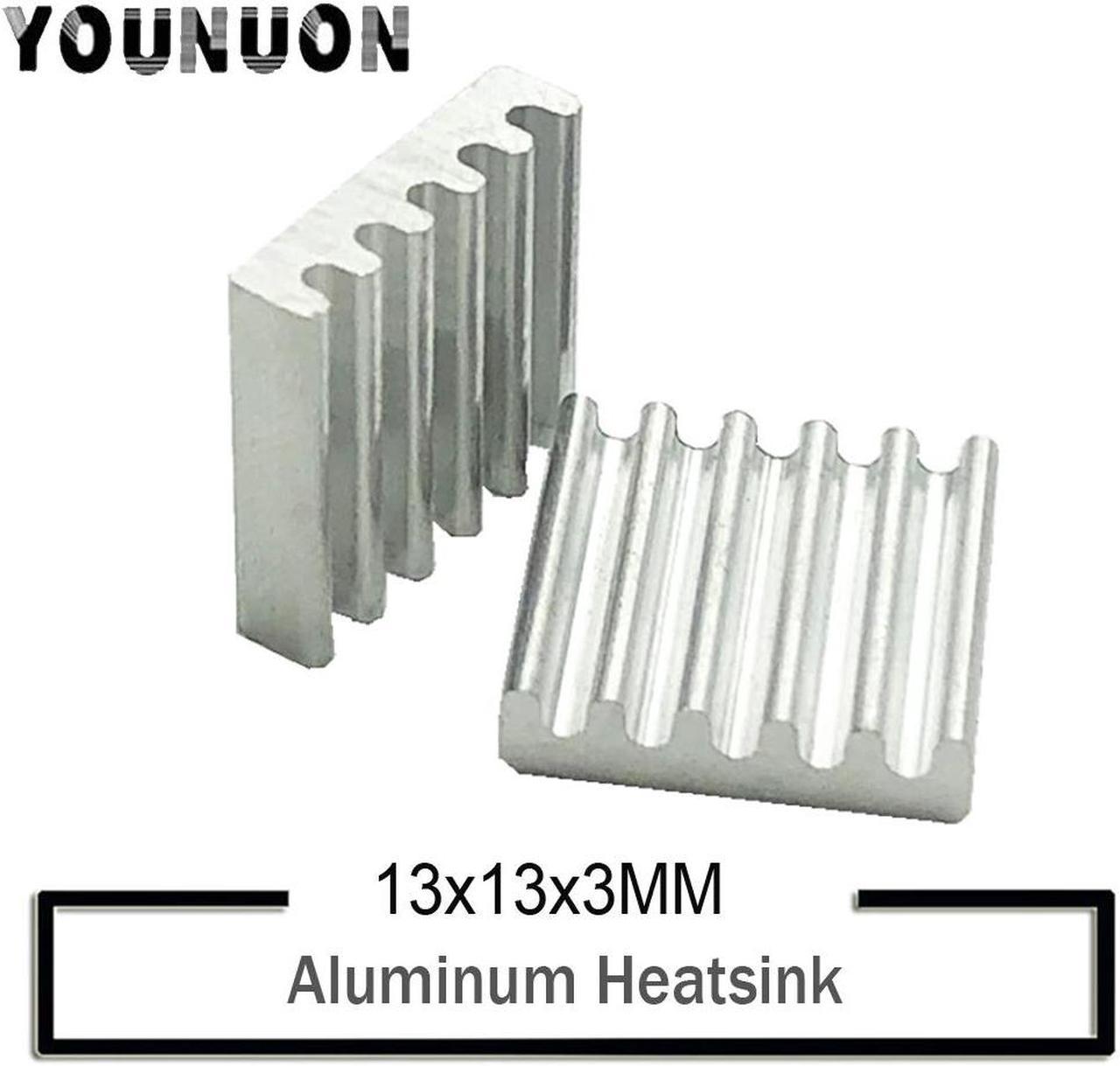 50Pcs YOUNUON Sliver 13mm*13mm*3mm Chip CPU GPU VGA RAM IC LED Heat Sink DIY Aluminum Heatsink Cooling with 3M Tape