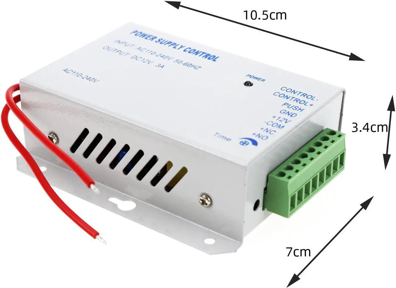 Alt view image 6 of 6 - Access Control Power Supplier Transformer DC 12V 3A Door system Switch AC 110~240V Delay time max 15s High Quality Control(White 3A)