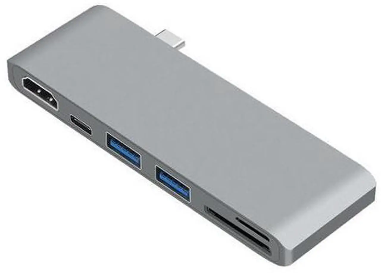 Alt view image 4 of 7 - USB C Hub, 6 in 1 Multi Port Type C to HDMI Adapter, Type C Combo Hub with 4K HDMI, SD/MicroSD Card Reader, 2 USB 3.0 Ports, USB-C Charging Port for MacBook, iMac, ChromeBook etc- Gray