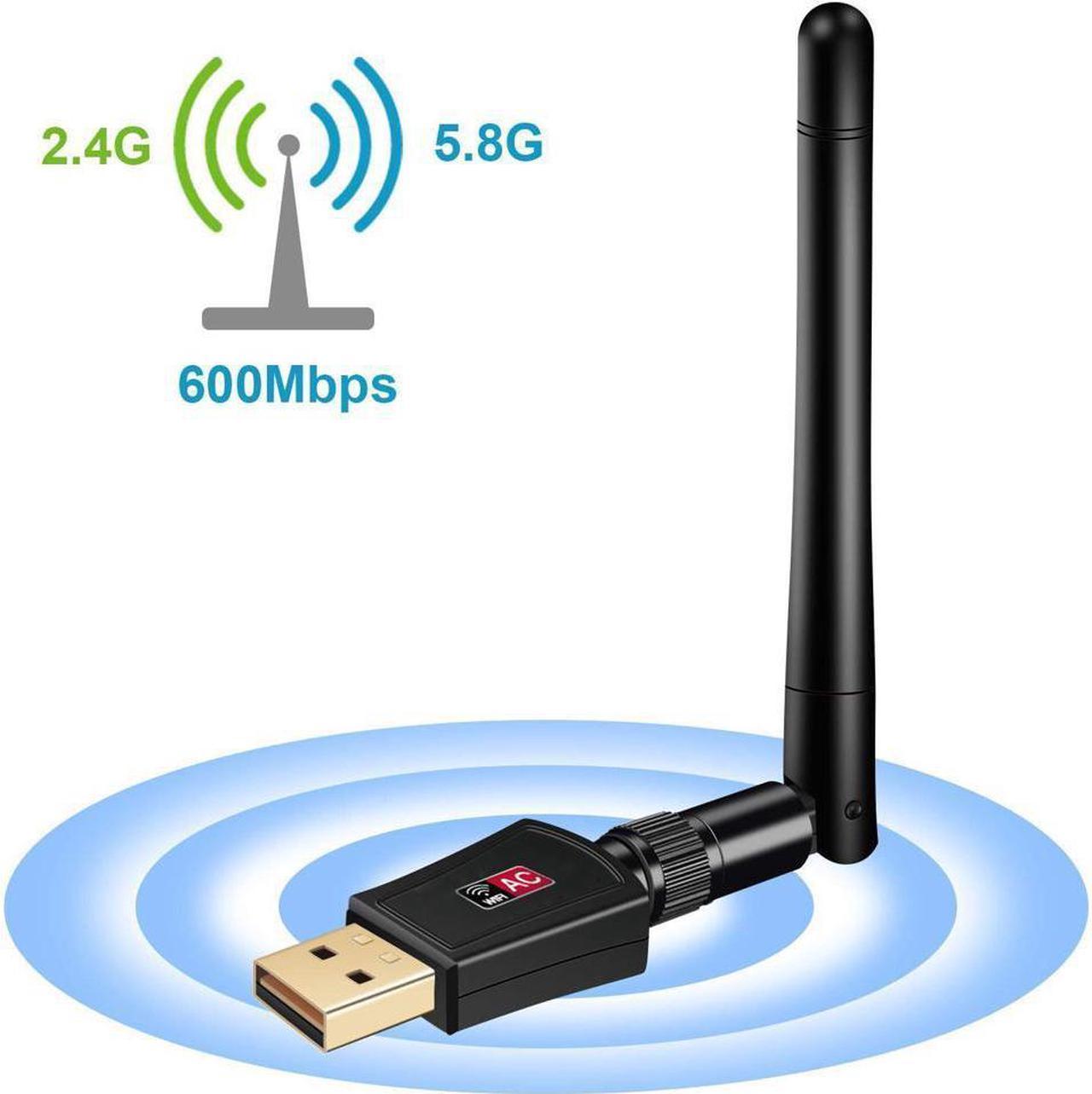 USB Wireless WiFi Network Adapter - 600Mbps Dual Band 2.4G/150Mbps 5G/433Mbps, AC600 High Gain 802.11 N/G/B Antenna Network WLAN Card for Windows XP/Vista/7/8/8.1/10 (32/64bits) MAC OS