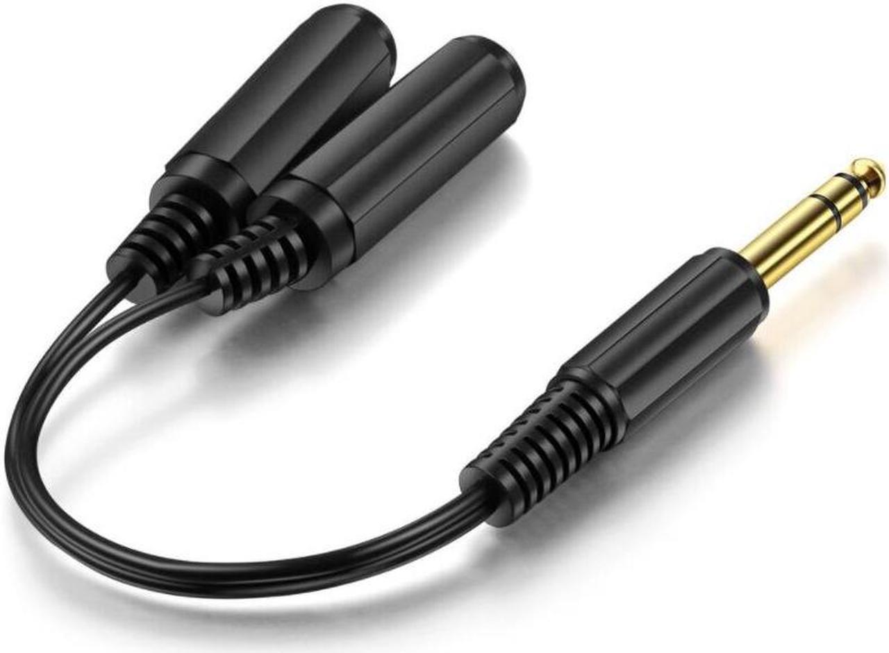 Alt view image 4 of 6 - 6.35mm ( 1/4" ) Stereo Male to dual 6.35 Female Y Splitter Adapter Cable 6.5mm to 6.5 mm Audio cable for Guitar Mixer Amplifier