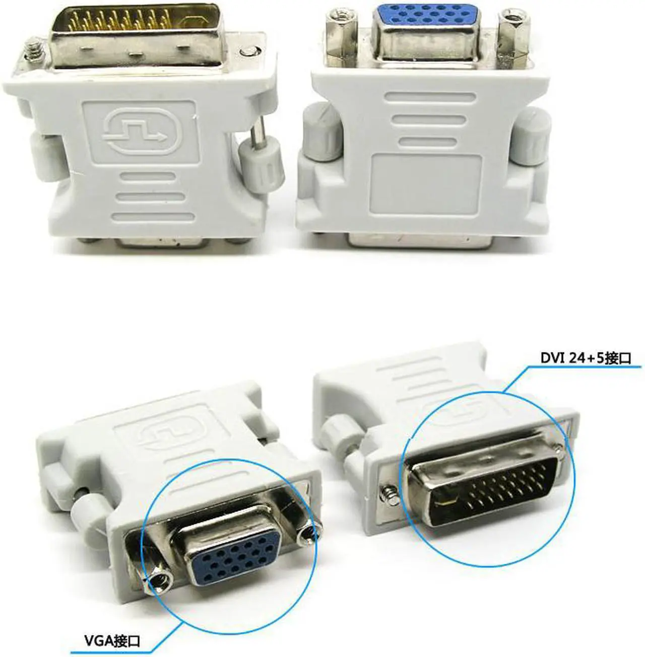 Main image of DVI-I 24+5 Male to HD 15 Pin VGA SVGA Female Video Card Monitor LCD Converter Adapter DVI to vga connector  for HDTV TV