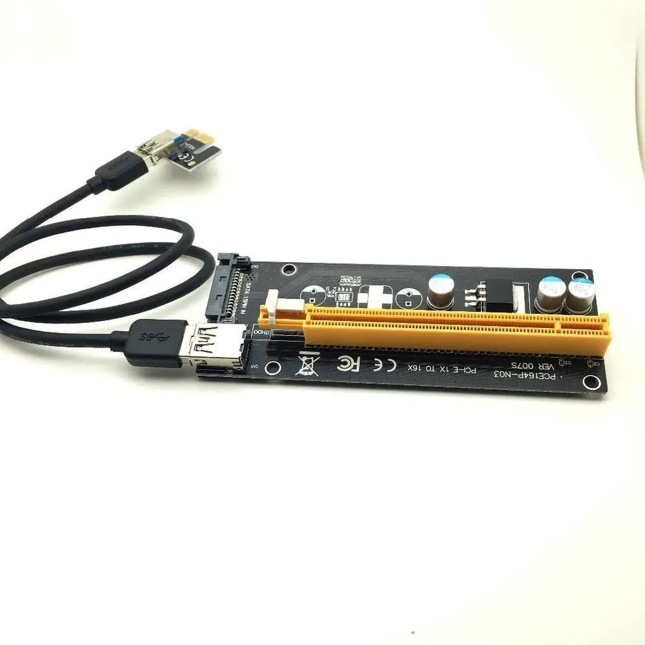 Alt view image 2 of 5 - 2017  60CM PCI Express PCI-E 1X to 16X Riser Card Extender PCIE Adapter + USB 3.0 Cable & 15Pin SATA to 4Pin IDE Power Cord