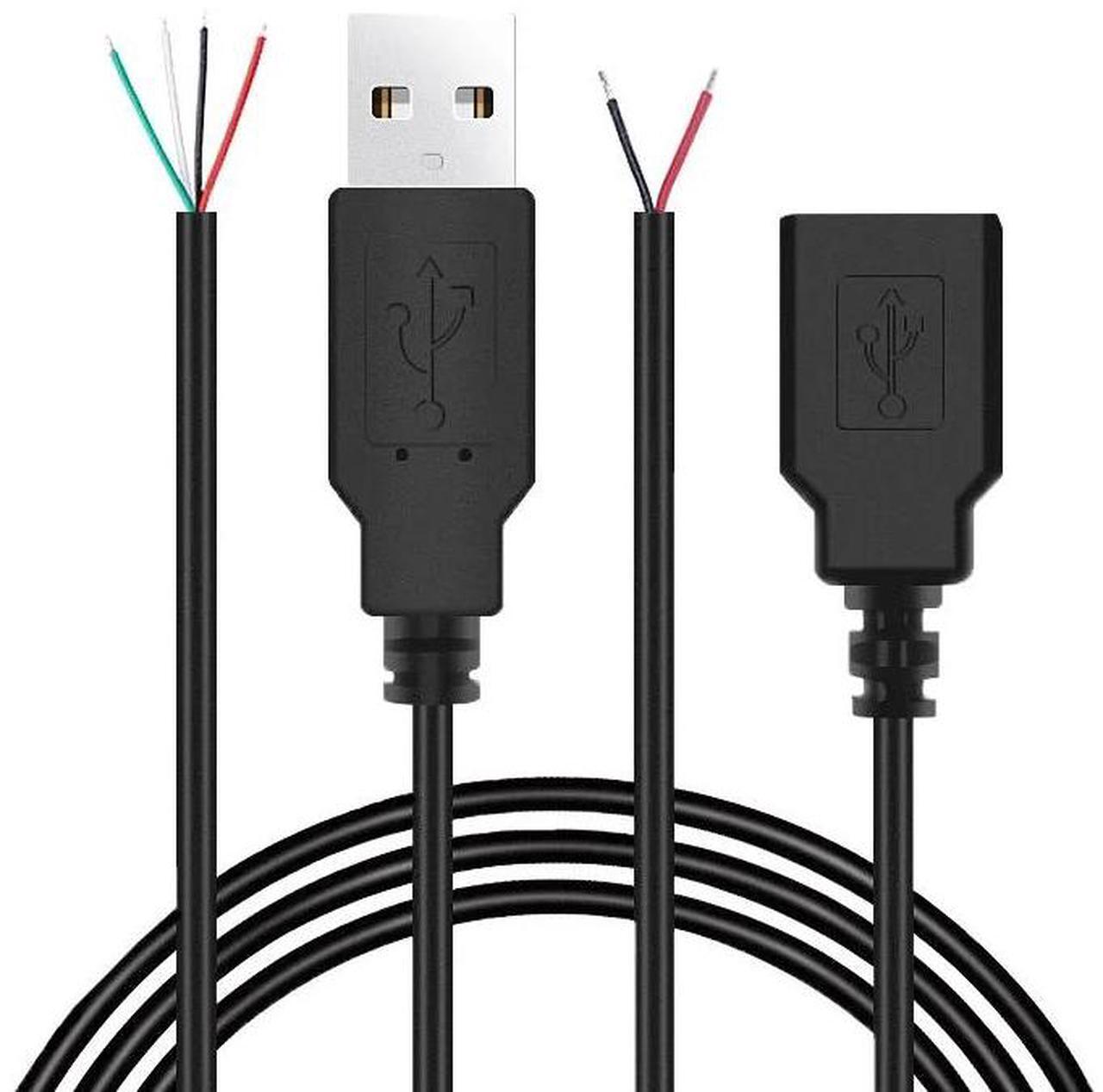 Alt view image 6 of 6 - 0.3m/1m/2m Power Supply Cable 2 Pin USB 2.0 A Female male 4 pin wire Jack Charger charging Cord Extension Connector DIY 5V line