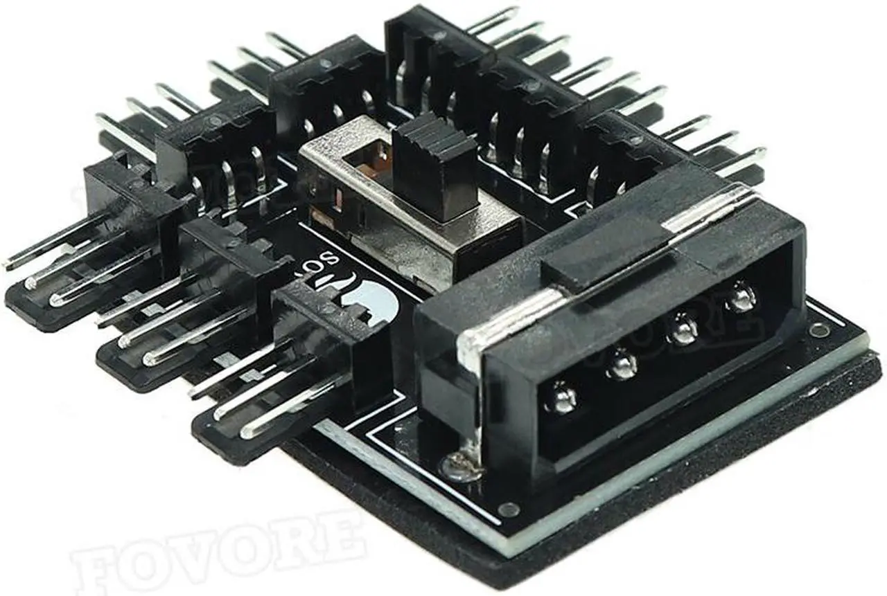 Alt view image 2 of 4 - PC 1 to 8 4Pin Molex Cooler Cooling Fan Hub Splitter Cable PWM 3Pin Power Supply Speed Controller Adapter For PC Mining