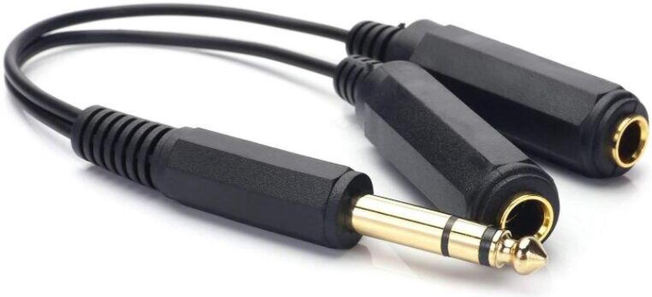 Alt view image 6 of 6 - 6.35mm ( 1/4" ) Stereo Male to dual 6.35 Female Y Splitter Adapter Cable 6.5mm to 6.5 mm Audio cable for Guitar Mixer Amplifier
