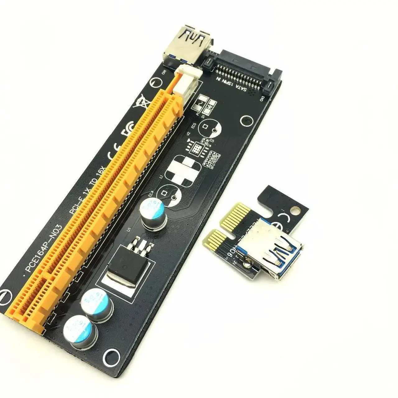 Alt view image 3 of 5 - 2017  60CM PCI Express PCI-E 1X to 16X Riser Card Extender PCIE Adapter + USB 3.0 Cable & 15Pin SATA to 4Pin IDE Power Cord