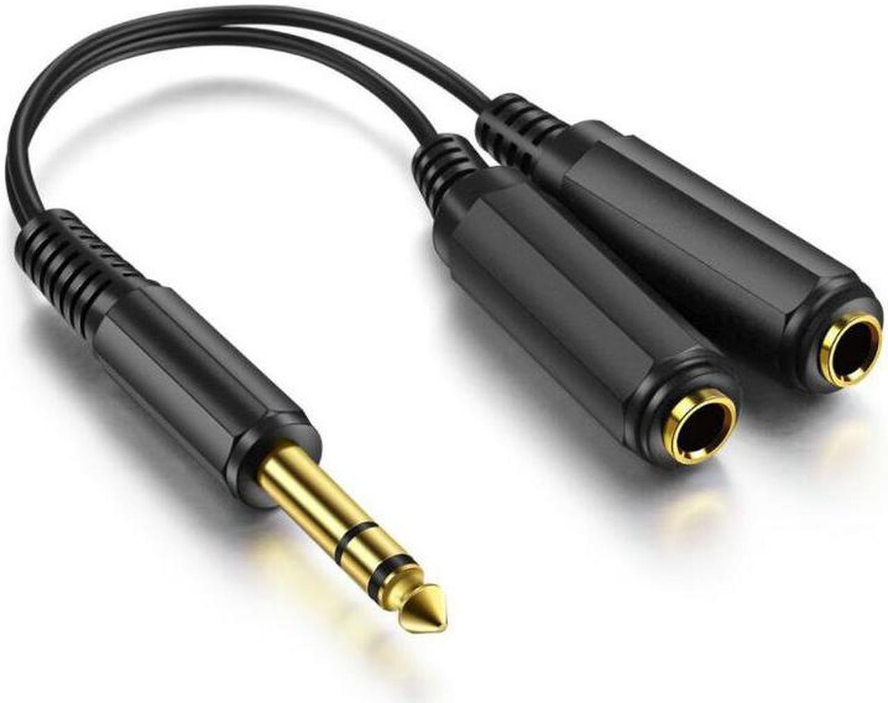 Alt view image 3 of 6 - 6.35mm ( 1/4" ) Stereo Male to dual 6.35 Female Y Splitter Adapter Cable 6.5mm to 6.5 mm Audio cable for Guitar Mixer Amplifier
