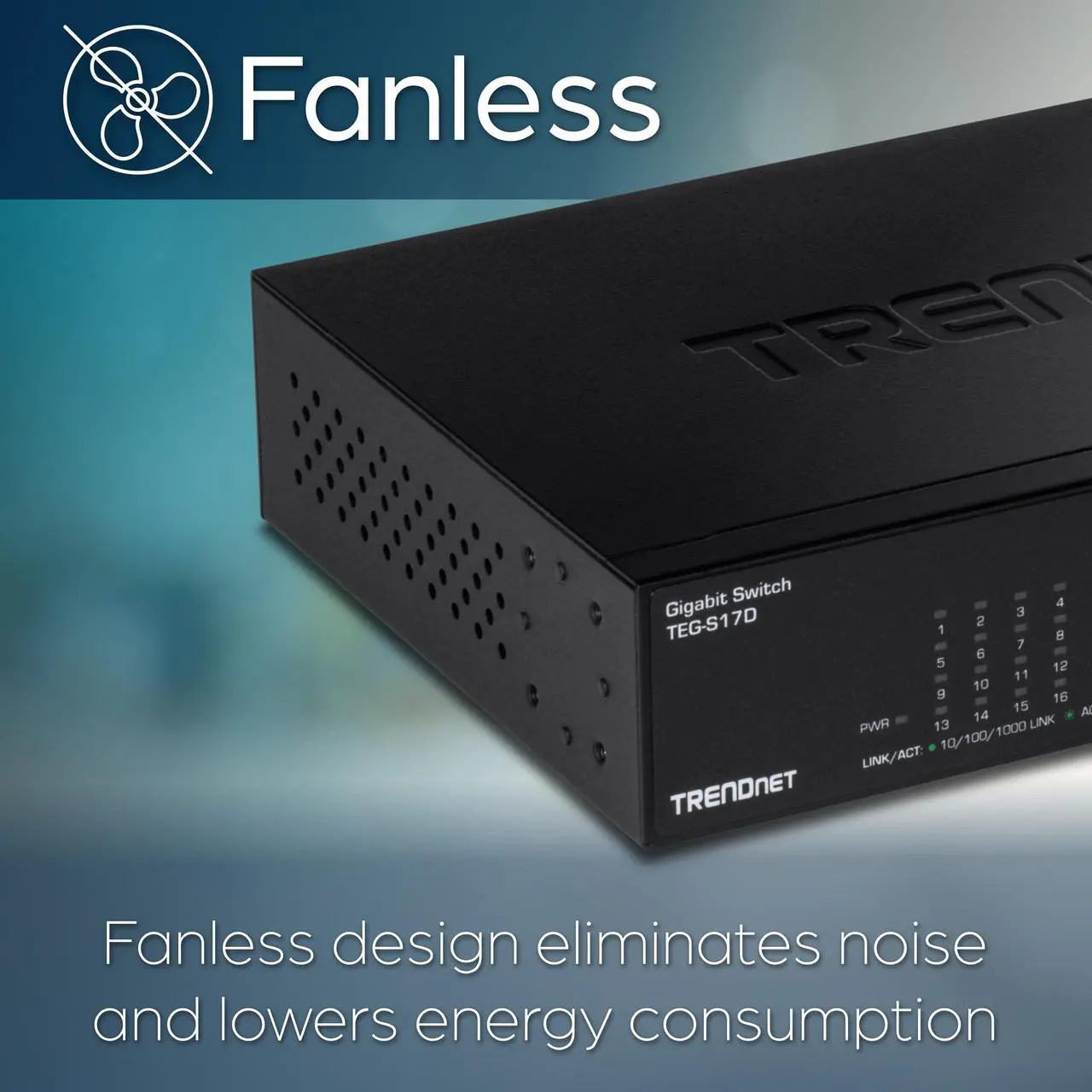 Alt view image 7 of 9 - TRENDnet 16-Port Gigabit Desktop Switch, TEG-S17D, 16 x Gigabit RJ-45 Ports, 32Gbps Switching Capacity, Ethernet Splitter, NDAA & TAA Compliant, Internal Power Supply, Lifetime Protection, Black