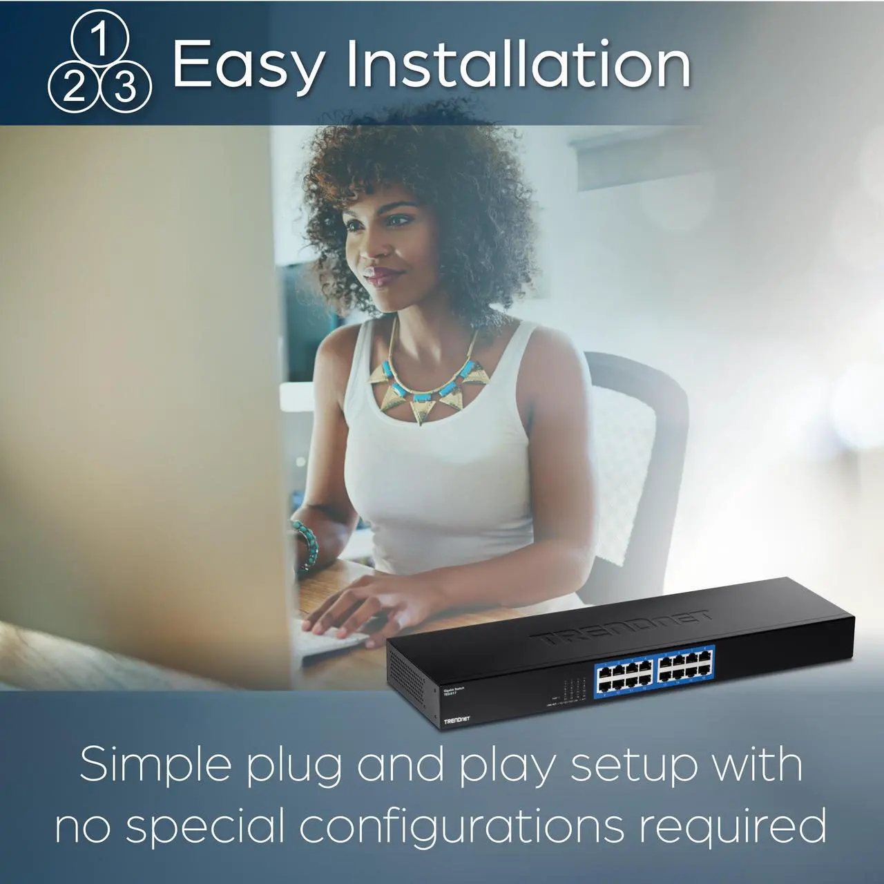 Alt view image 3 of 17 - TRENDnet 16-Port Gigabit Switch, TEG-S17, 16 x Gigabit RJ-45 Ports, 32Gbps Switching Capacity, Fanless Design, Metal Enclosure, Internal Power Supply, Lifetime Protection, Black
