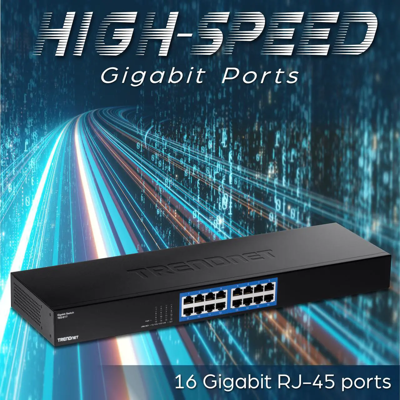 Alt view image 5 of 17 - TRENDnet 16-Port Gigabit Switch, TEG-S17, 16 x Gigabit RJ-45 Ports, 32Gbps Switching Capacity, Fanless Design, Metal Enclosure, Internal Power Supply, Lifetime Protection, Black