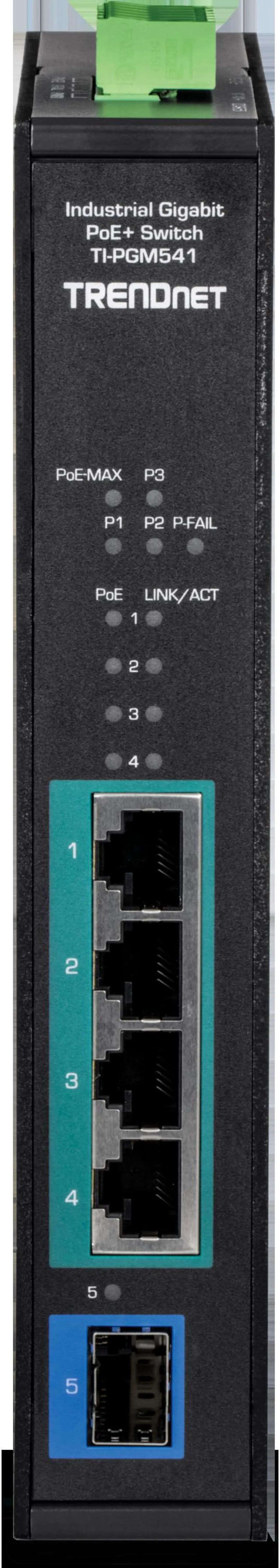 Alt view image 4 of 18 - TRENDnet TI-PGM541, 5-port Industrial Gigabit PoE+ DIN-Rail Switch
-20°  65°C (-4°  149°F)