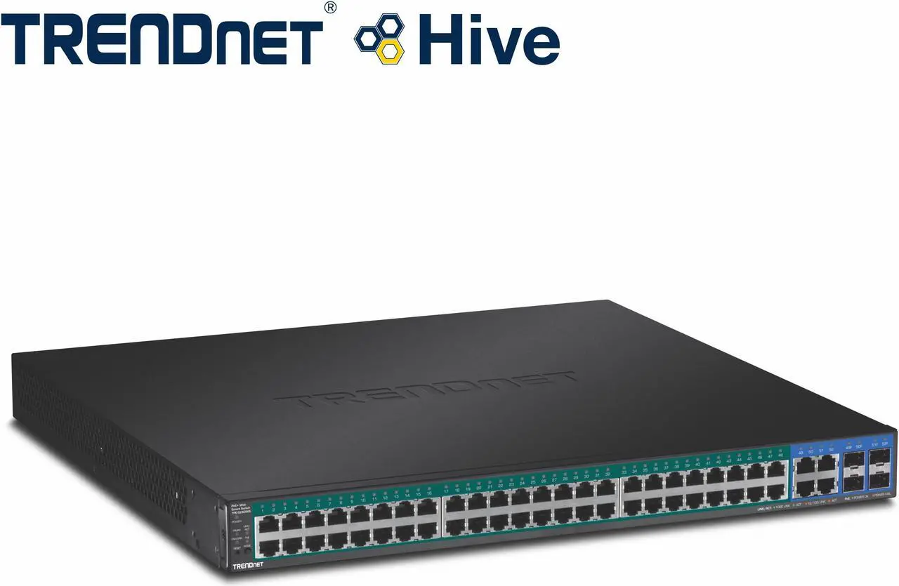 Alt view image 6 of 20 - TRENDnet 52-Port Gigabit Web Smart PoE+ Switch, 48 Gigabit PoE+ Ports, 4 Shared Gigabit Ports (RJ-45 Or SFP), 370W PoE Power Budget, 104Gbps Switching Capacity, Lifetime Protection, Black, TPE-5240WS