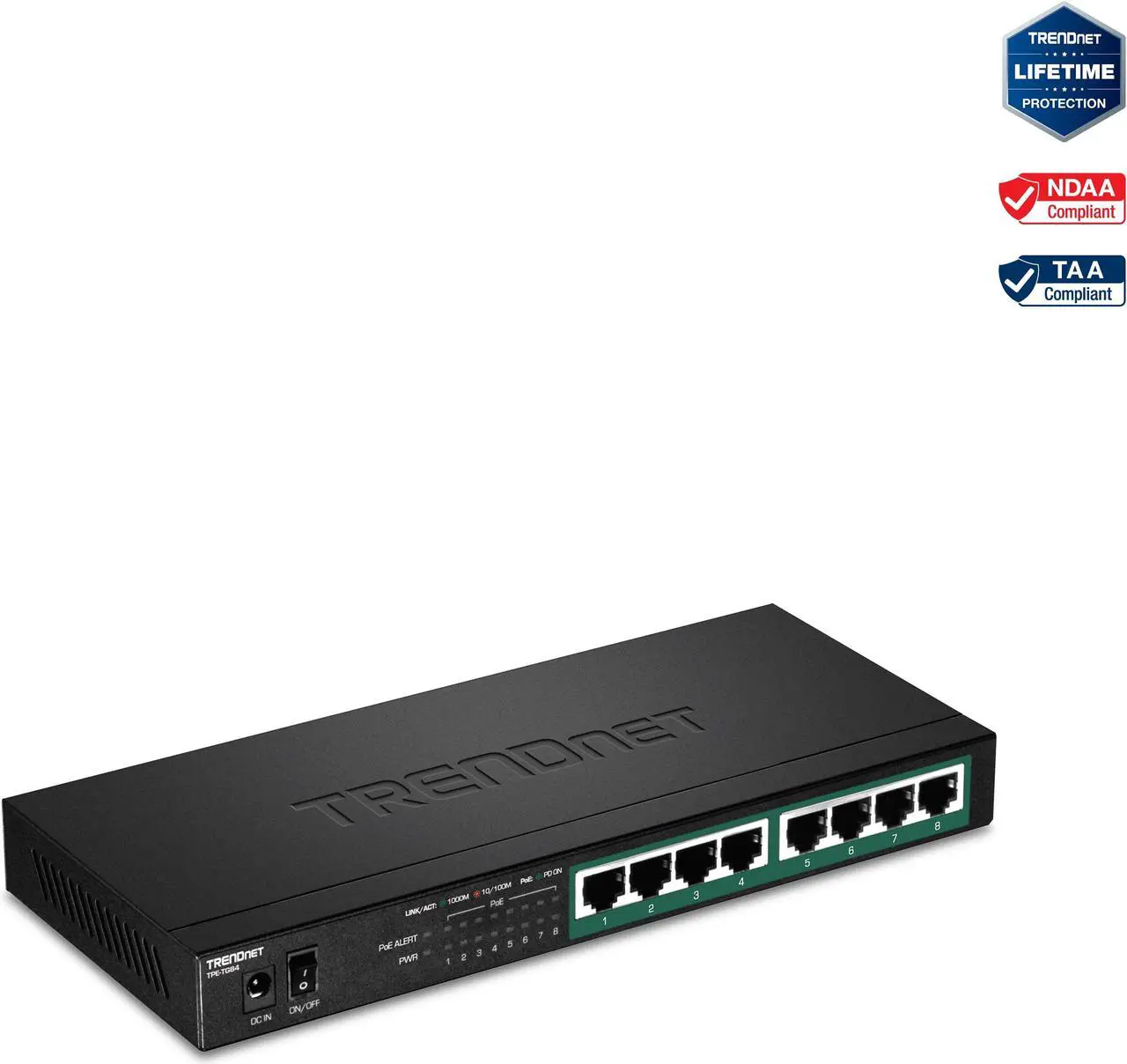 Main image of TRENDnet TPE-TG84, 8-Port Gigabit PoE+ Switch