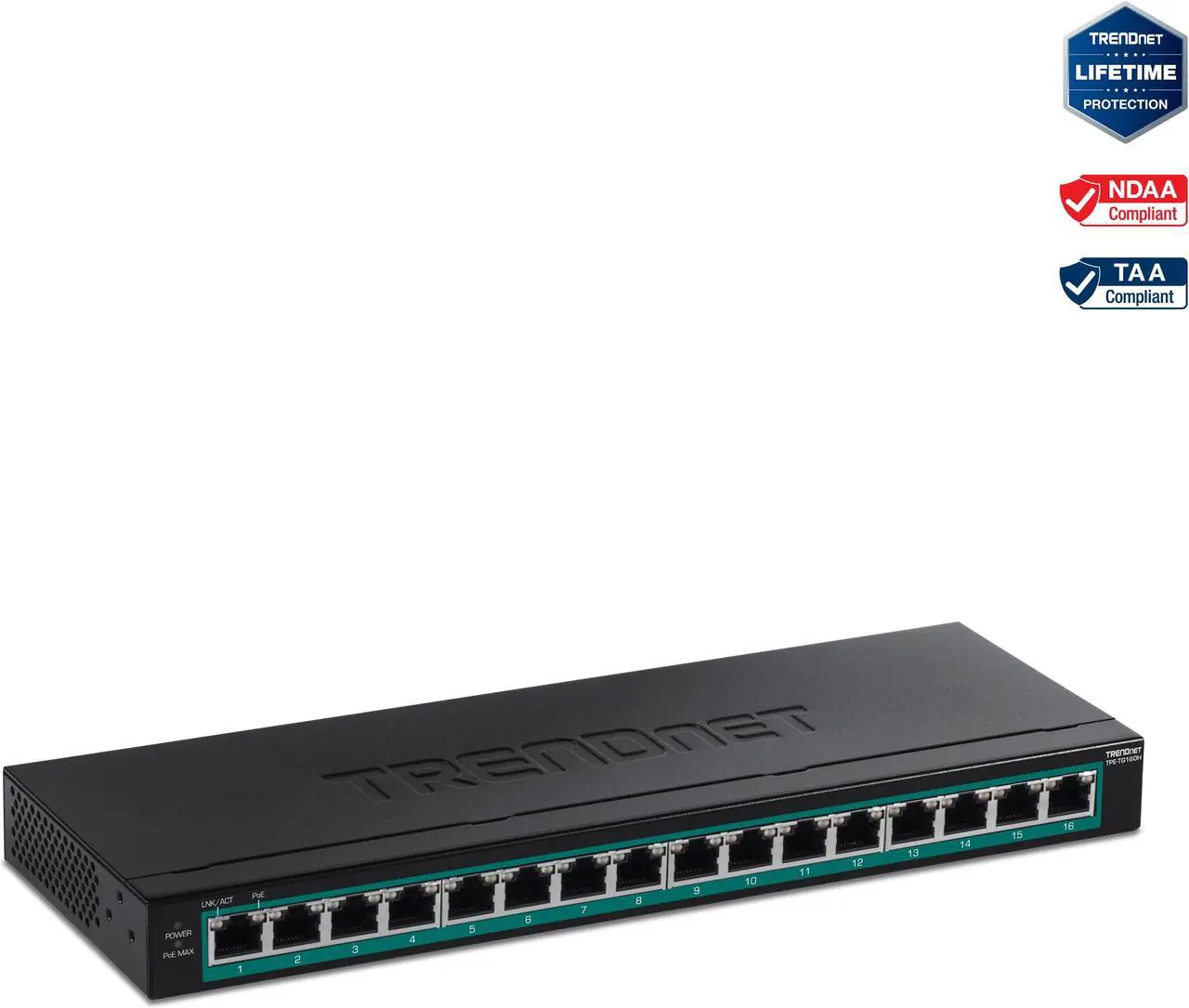 Main image of TRENDnet TPE-TG160H, 16-Port Gigabit PoE+ Switch