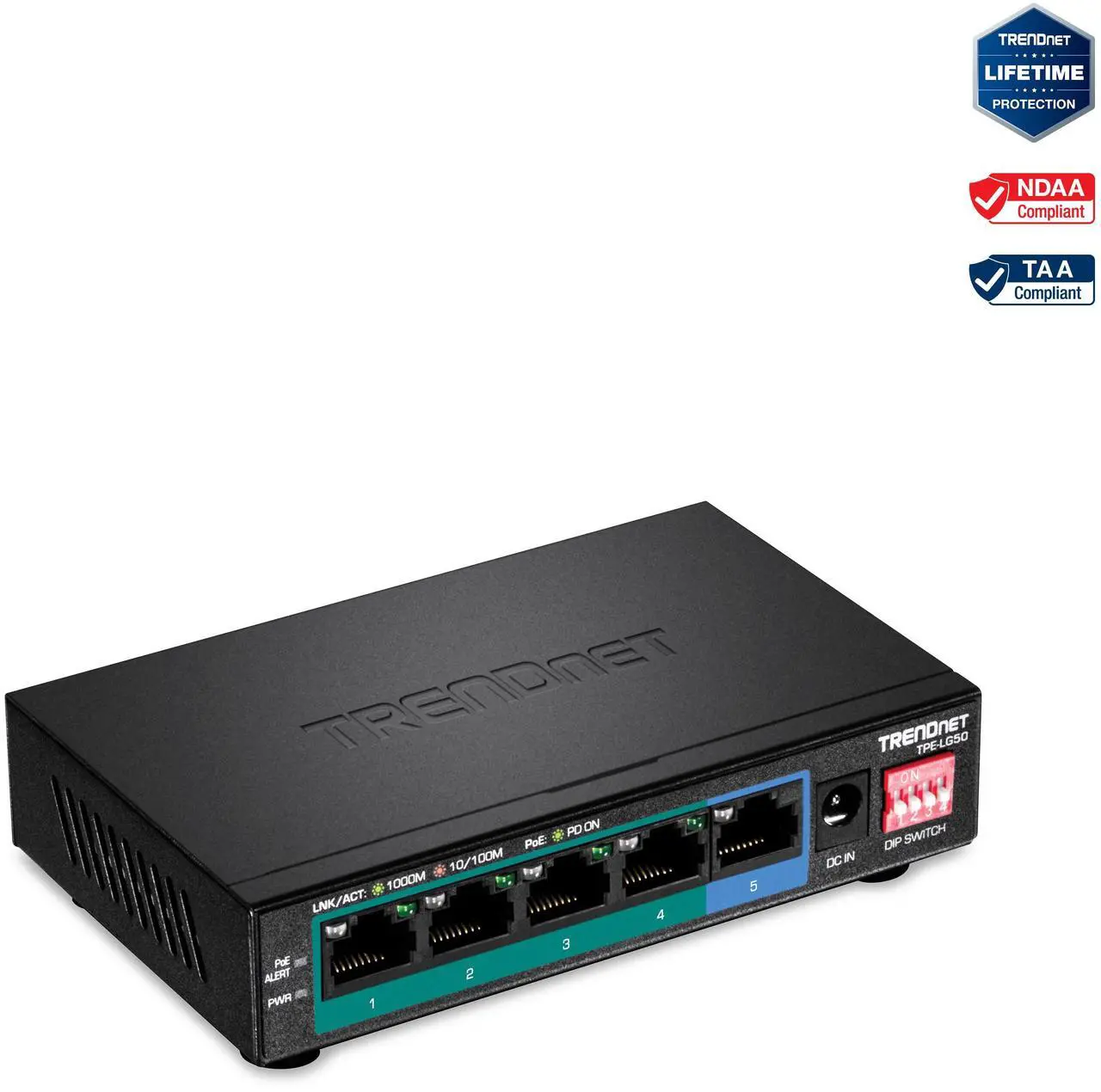 Alt view image 17 of 20 - TRENDnet 5-Port Gigabit Long Range PoE+ Switch, 4 x Gigabit PoE+ Ports, 1 x Gigabit Port, 32W PoE Budget, 10Gbps Switching Capacity, Extends PoE+ 200m (656 ft), Lifetime Protection, Black, TPE-LG50