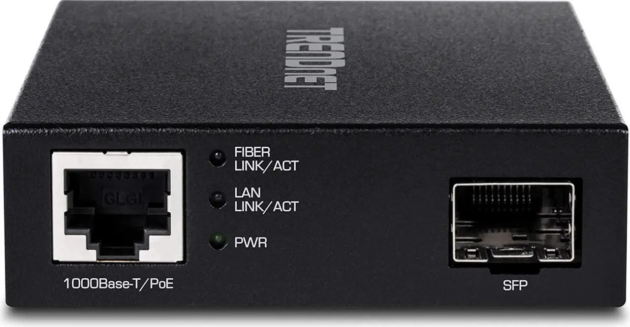 Alt view image 4 of 12 - TRENDnet TFC-PGSFP Gigabit PoE PD SFP Fiber Media Converter