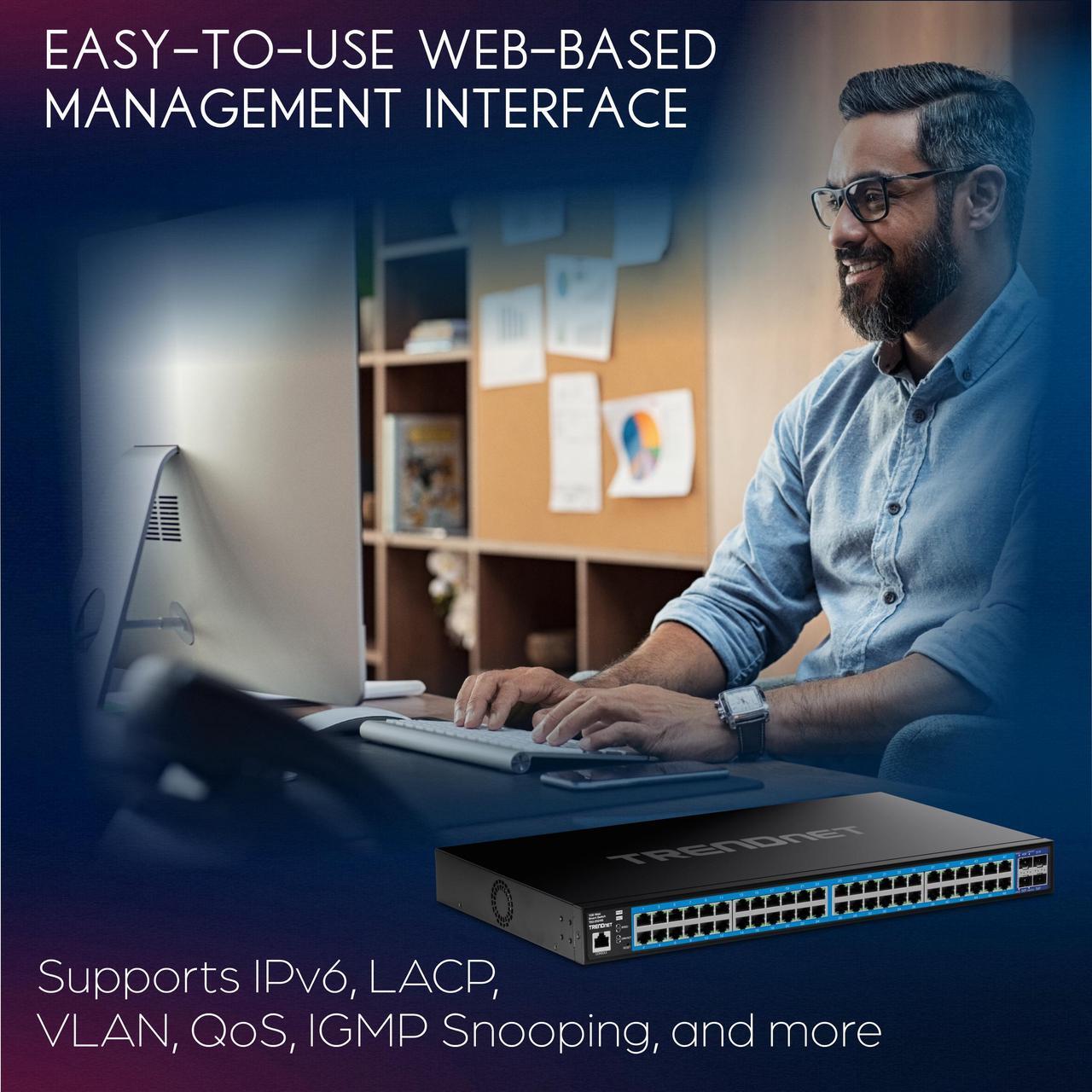 Alt view image 5 of 15 - TRENDnet TEG-3524S , 52-Port Gigabit Web Smart Switch with 10G SFP+ ports