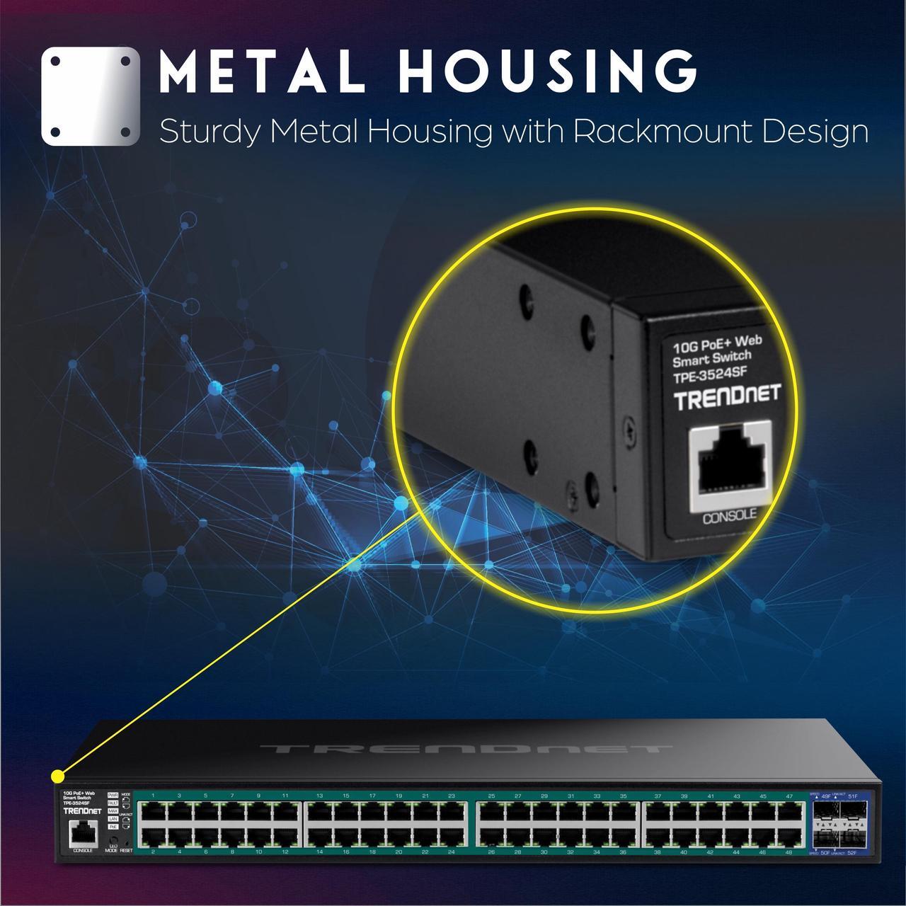 Alt view image 3 of 15 - TRENDnet TEG-3524S , 52-Port Gigabit Web Smart Switch with 10G SFP+ ports