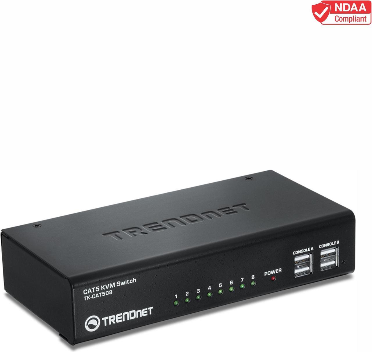 Alt view image 5 of 8 - TRENDnet 8-Port CAT5 KVM Switch, CAT5 Cables up to 30m, USB, PS/2, Hot-Keys, VGA, Dual Console, TK-CAT508