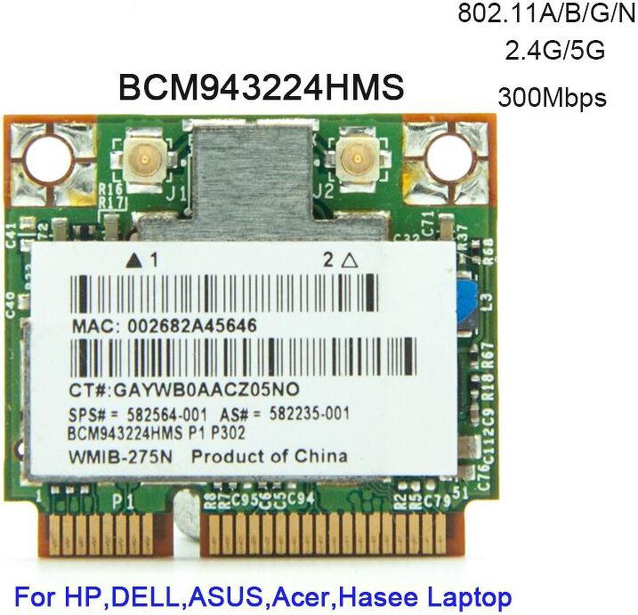 Weastlinks Broadcom BCM943224HMS 2.4G&5G Mini PCI-e 300Mbps 802.11a/g/n wireless network card SP: 582564-001 for HP 2540p 8460p