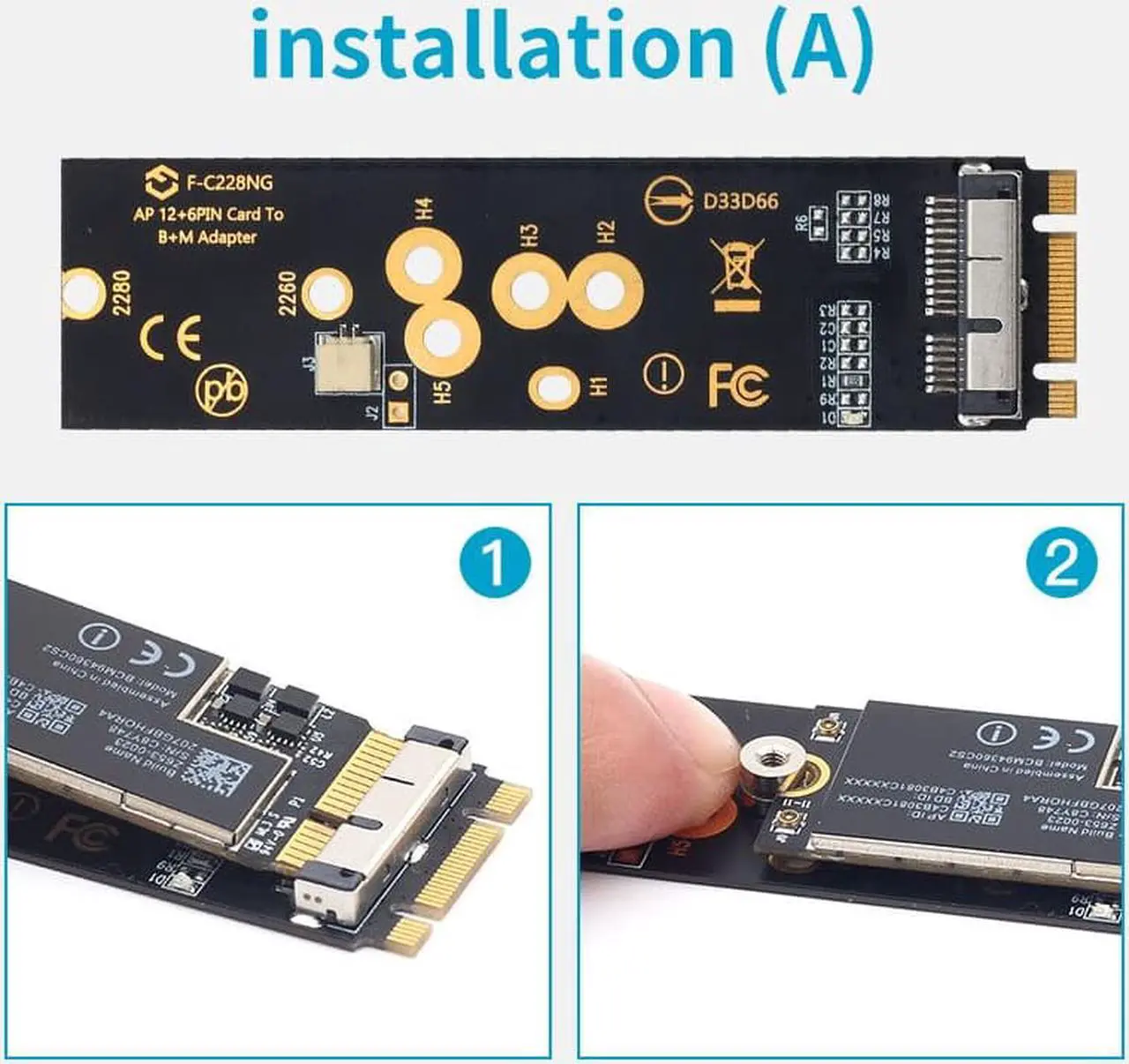 Alt view image 6 of 7 - Weastlinks Wireless BCM94360CS2 PCIE BT2 12+6 Pin Bluetooth WiFi Card Module to M.2 NGFF Key B+M Adapter for Mac OS