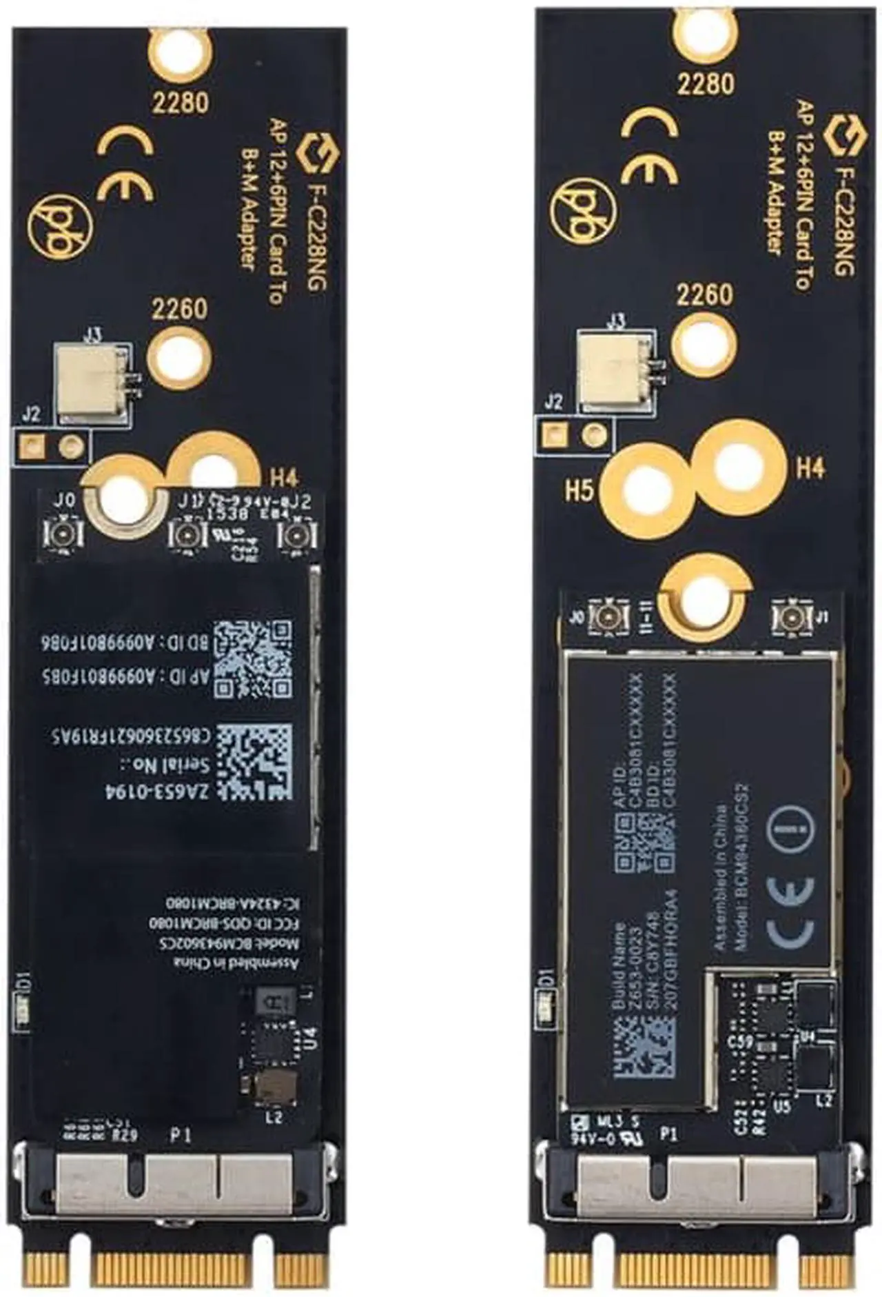 Alt view image 5 of 7 - Weastlinks Wireless BCM94360CS2 PCIE BT2 12+6 Pin Bluetooth WiFi Card Module to M.2 NGFF Key B+M Adapter for Mac OS