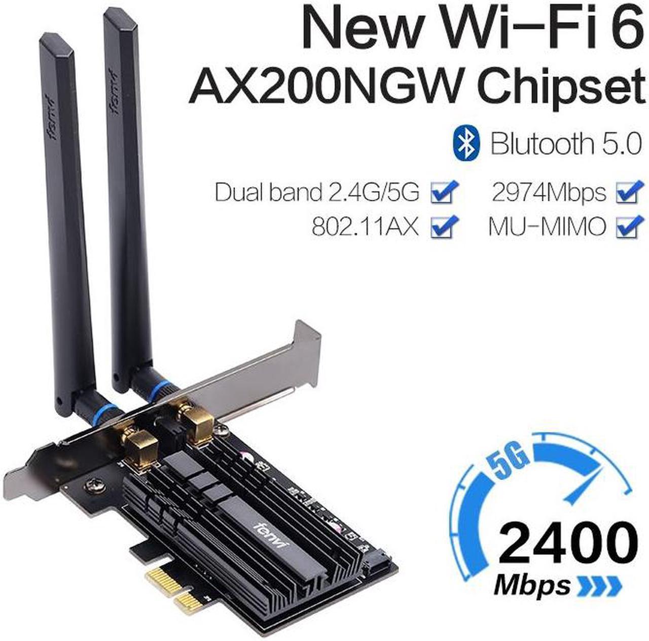 Weastlinks Dual band 3000Mbps Wifi 6 Intel AX200 PCIe Wireless Wifi Adapter 2.4G/5Ghz 802.11ac/ax Bluetooth 5.0 AX200NGW Wi-fi Card For PC