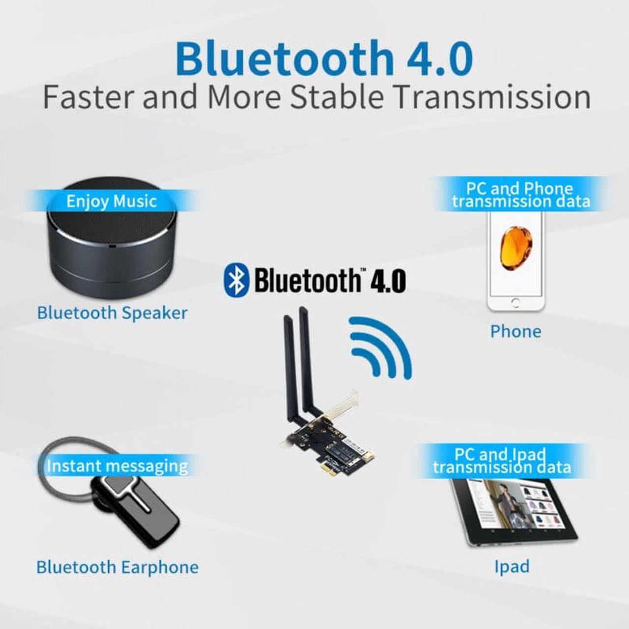 Alt view image 7 of 7 - Weastlinks Dual Band BCM94360CS2 1200Mbps 802.11ac WiFi Bluetooth 4.0 AC1200 PCIE Wireless Adapter MacOS Hackintosh Dekstop PC