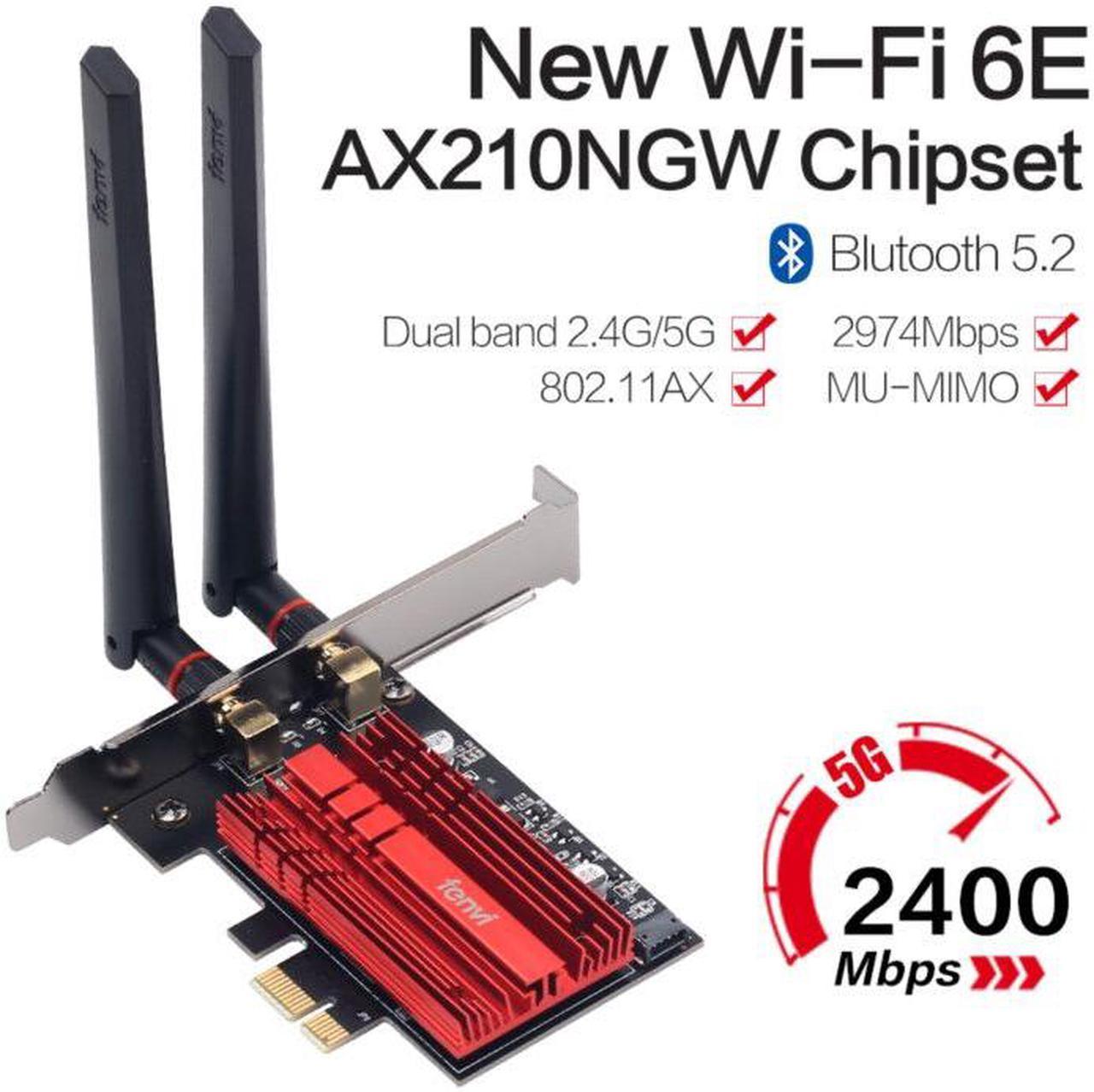 Weastlinks Wi-Fi 6E Intel AX210 Dual Band PCIe Wireless Wifi Network Adapter 2.4G/5G/6Ghz 2400M Wi-Fi Card Bluetooth 5.2 PCI Express Wlan