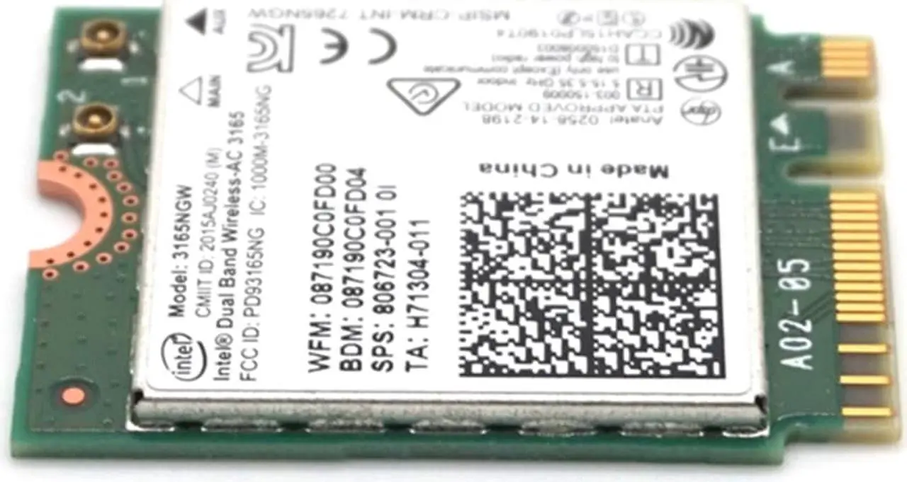Alt view image 7 of 7 - Weastlinks Intel Dual Band Wireless-AC 3165 3165ac 3165NGW 433Mbps WIFI Bluetooth 4.0 NGFF card 802.11ac
