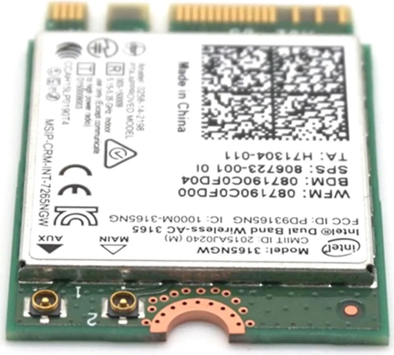 Alt view image 4 of 7 - Weastlinks Intel Dual Band Wireless-AC 3165 3165ac 3165NGW 433Mbps WIFI Bluetooth 4.0 NGFF card 802.11ac
