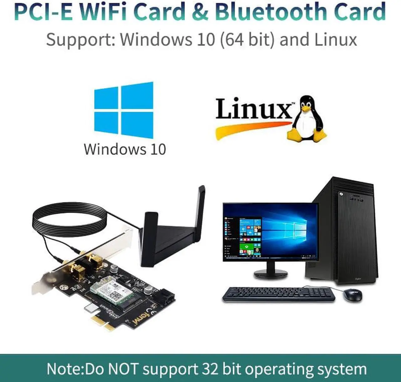 Alt view image 6 of 7 - Weastlinks Dual Band 3000Mbps Wifi 6 PCIe Wireless Adapter Intel AX200 Bluetooth 5.0 Card 2.4G/5Ghz 802.11ac/ax For Desktop PC Network