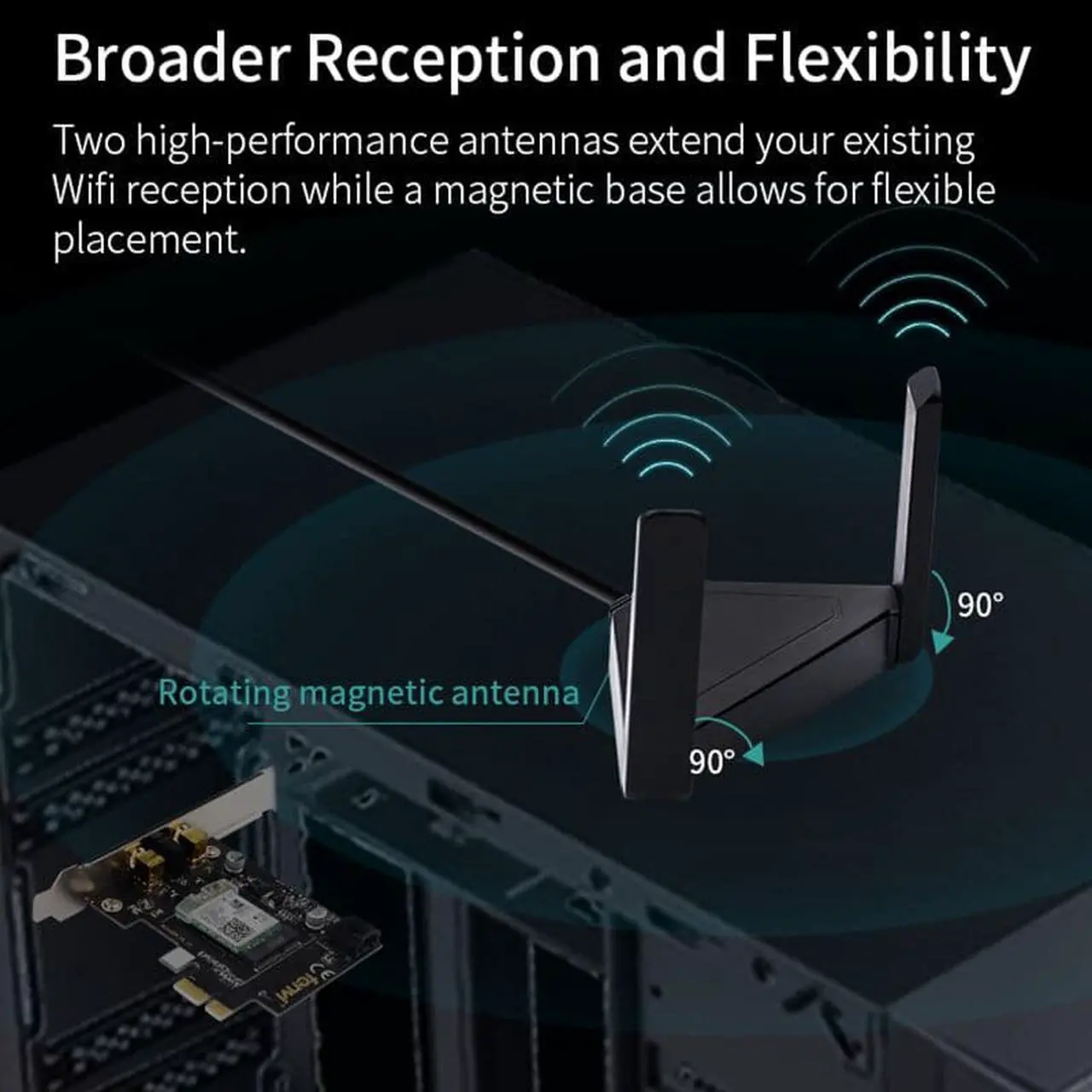 Alt view image 2 of 7 - Weastlinks Dual Band 3000Mbps Wifi 6 PCIe Wireless Adapter Intel AX200 Bluetooth 5.0 Card 2.4G/5Ghz 802.11ac/ax For Desktop PC Network